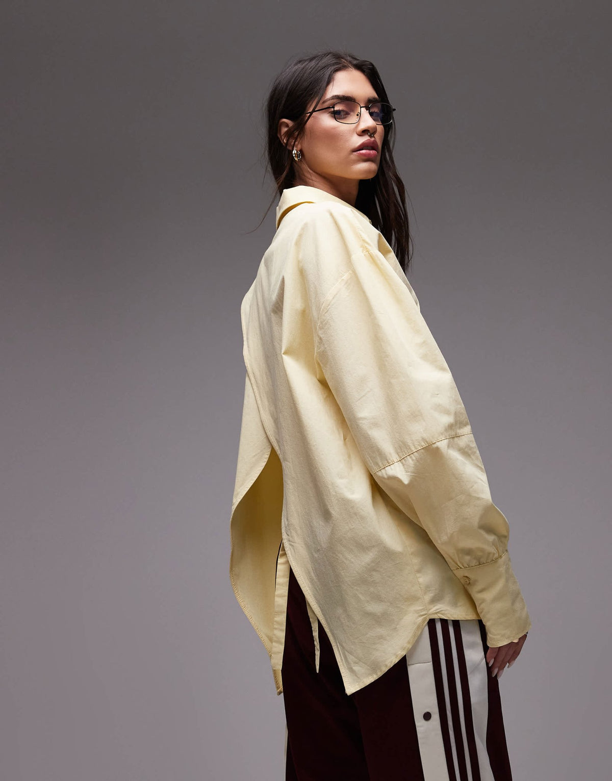ASOS DESIGN poplin open back detail oversized shirt in buttermilk - ASOS Sample Sale