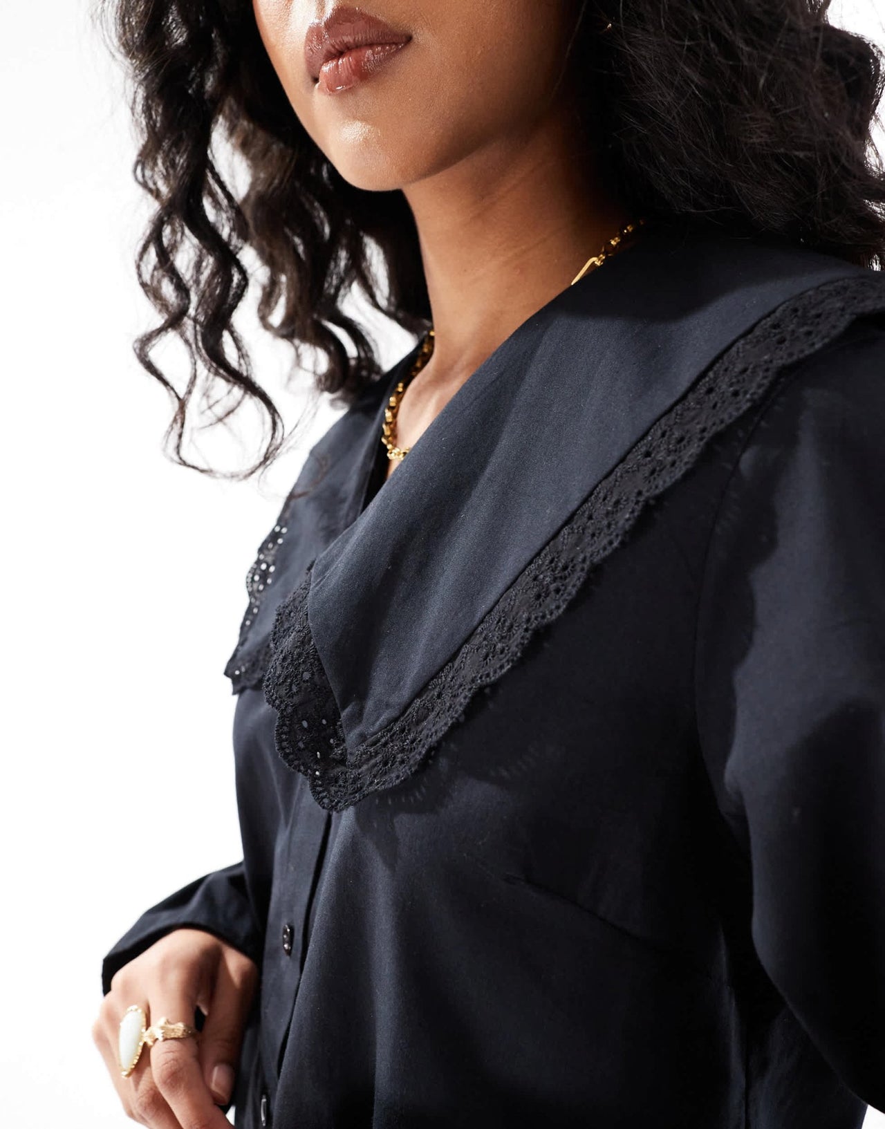 ASOS DESIGN poplin oversized collar mini dress in black - ASOS Sample Sale