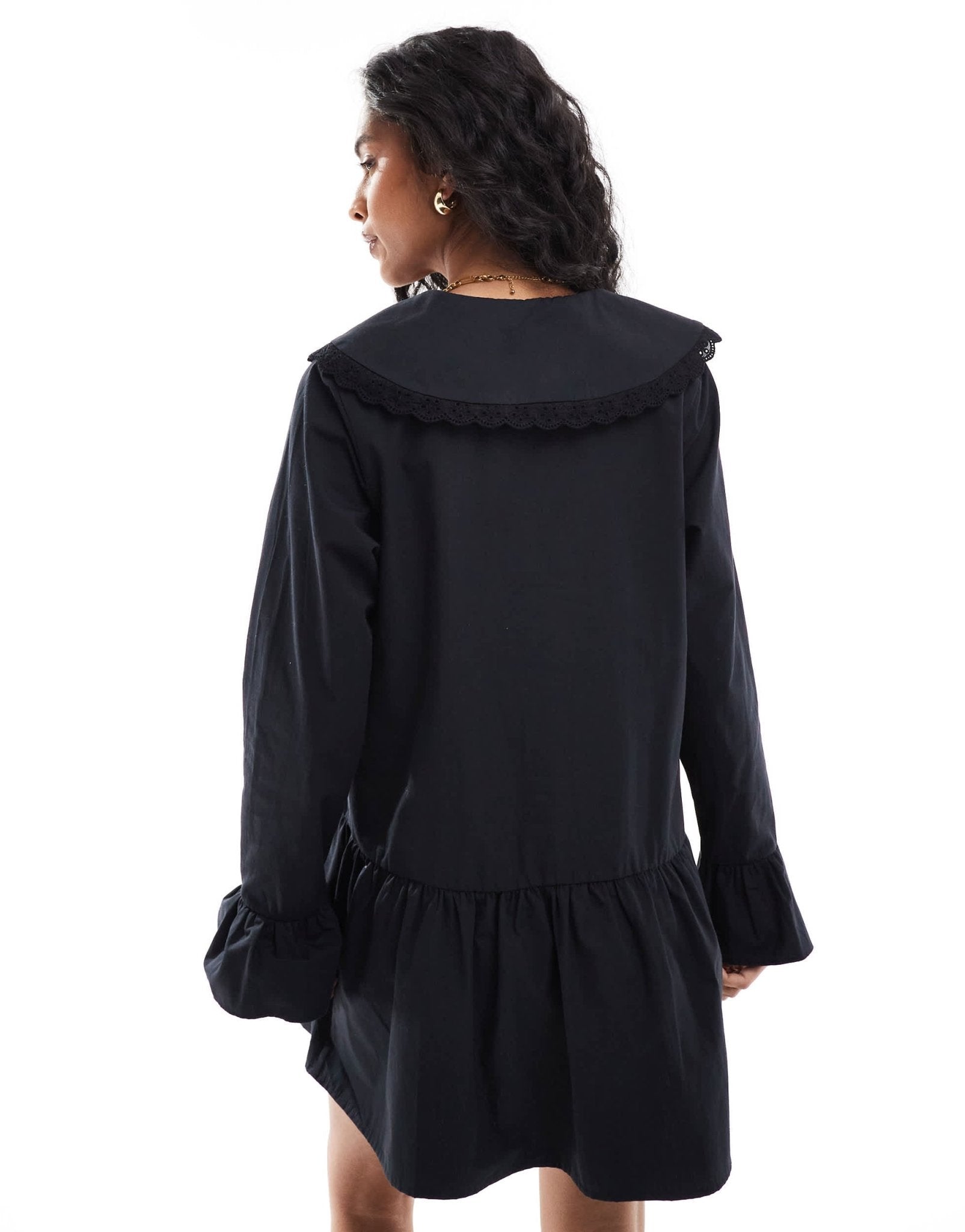 ASOS DESIGN poplin oversized collar mini dress in black - ASOS Sample Sale