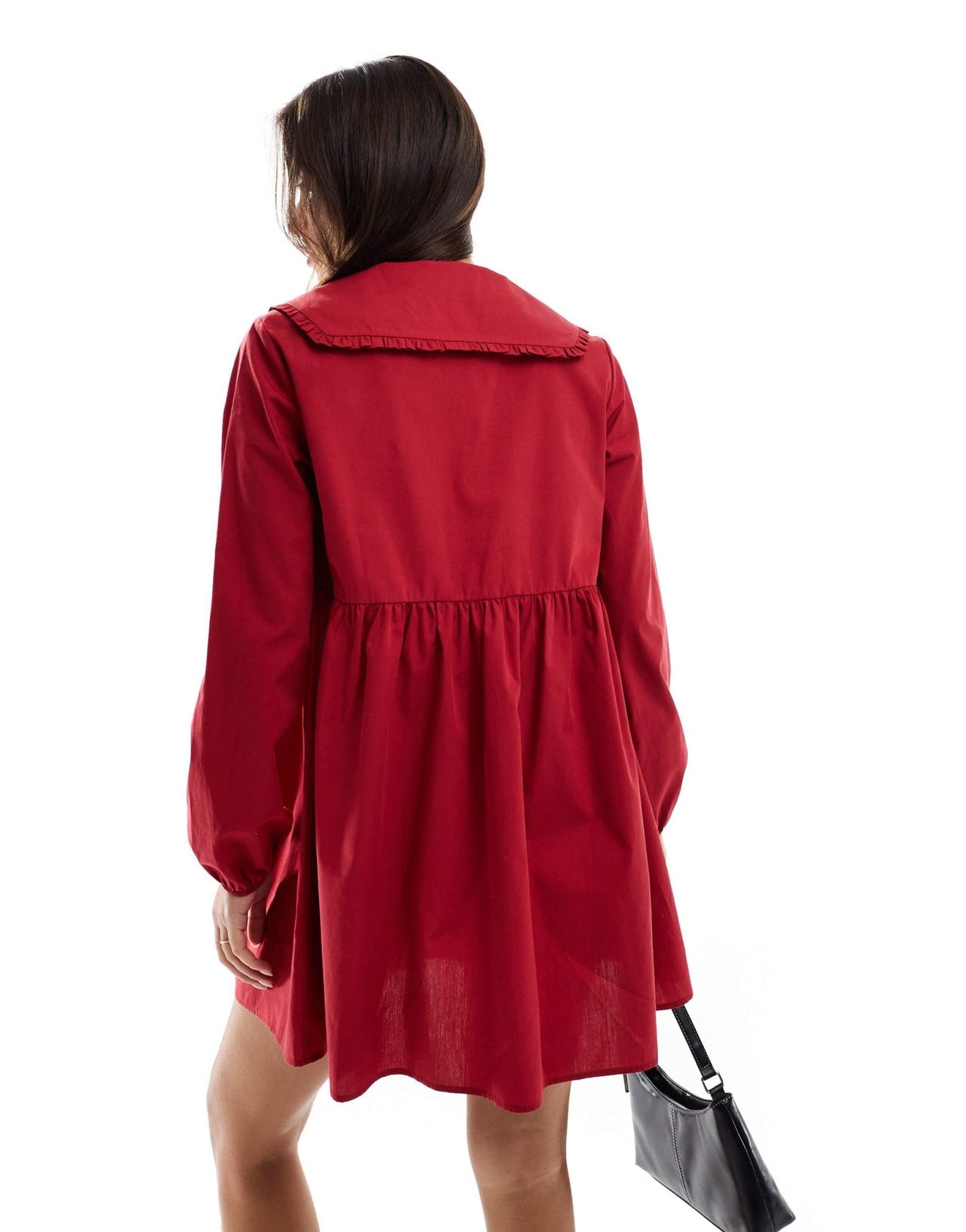 ASOS DESIGN poplin oversized smock mini dress in red - ASOS Sample Sale