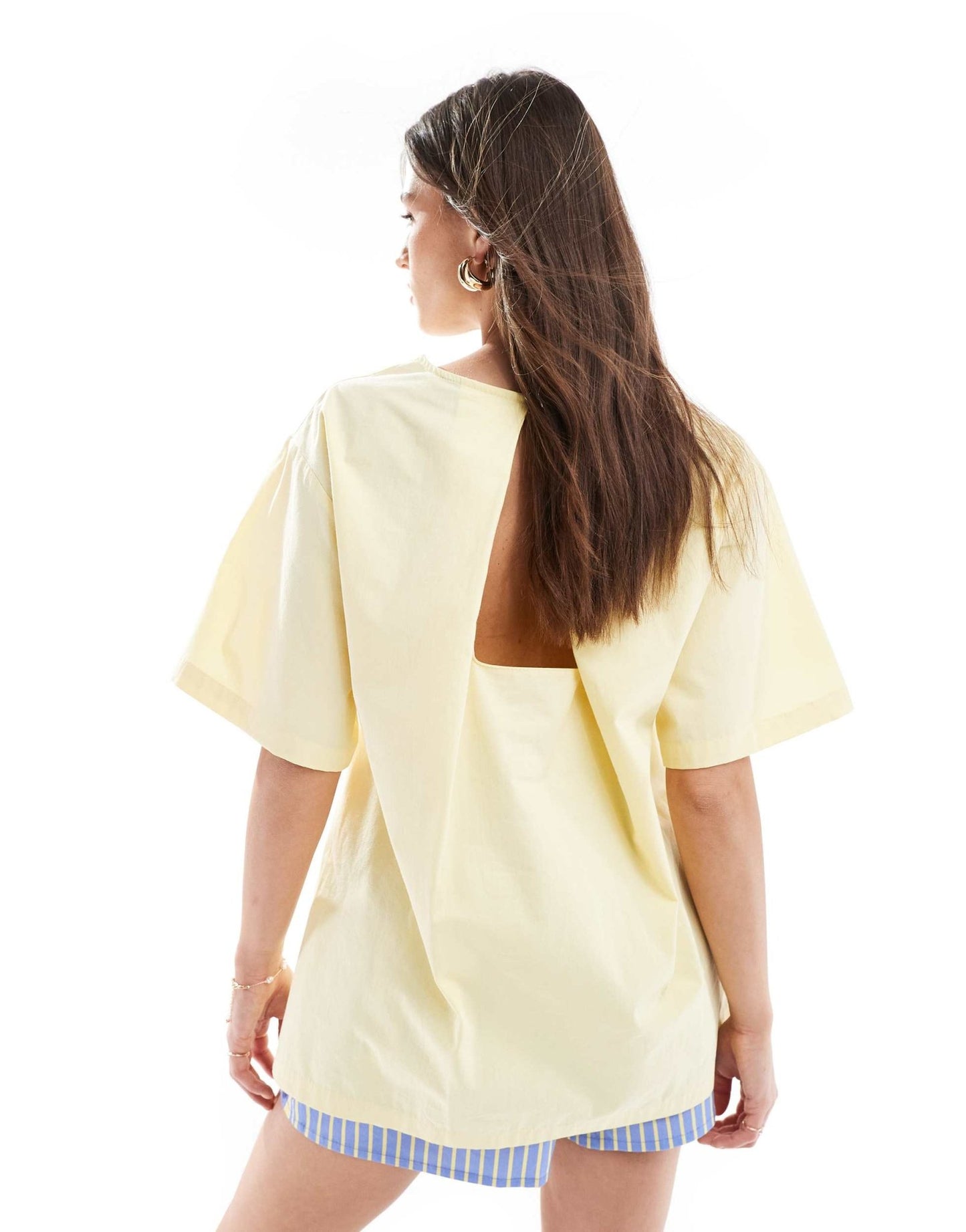 ASOS DESIGN poplin pleat back trapeze t shirt in buttermilk - ASOS Sample Sale