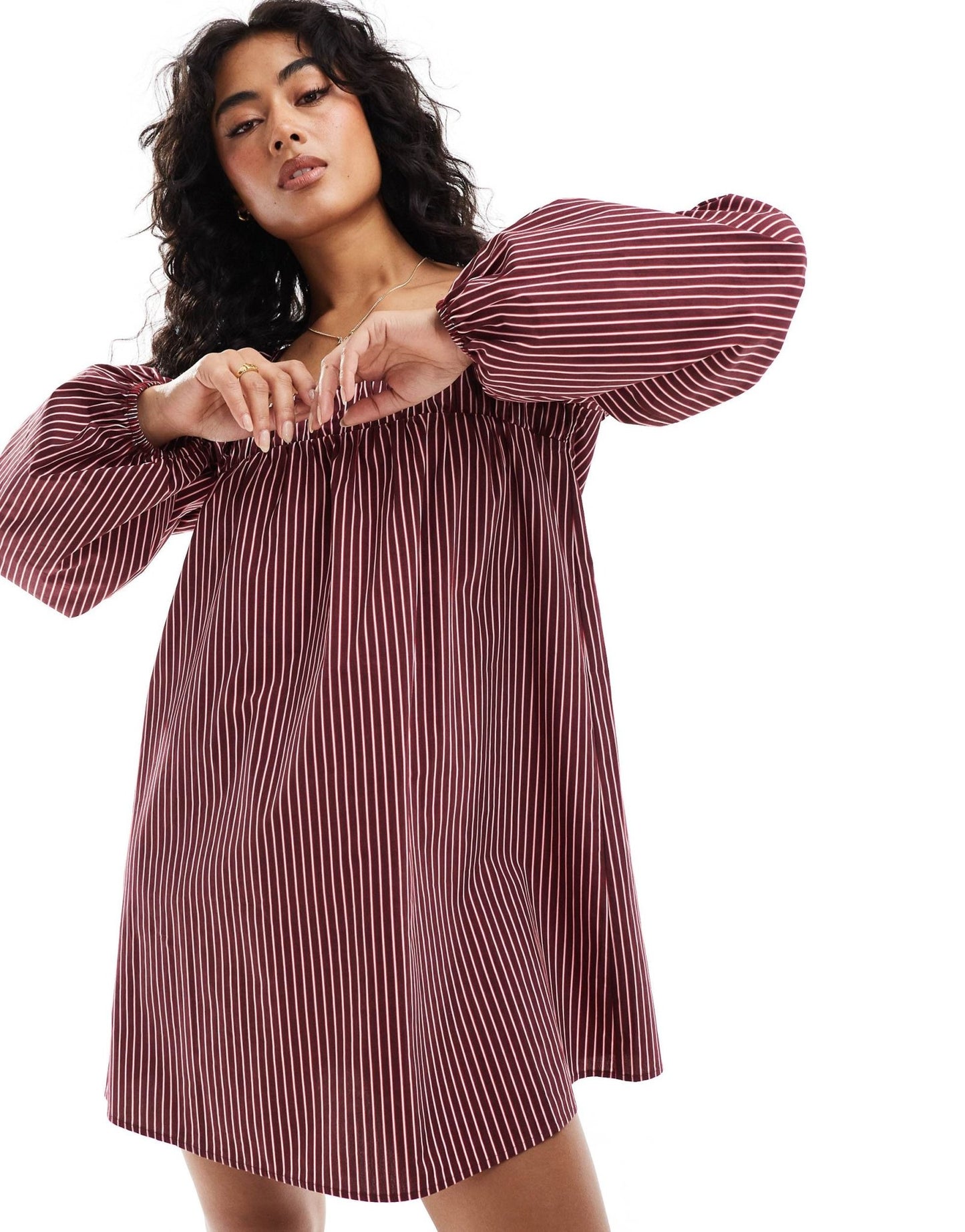 ASOS DESIGN poplin ruffle shoulder mini dress in stripe - ASOS Sample Sale