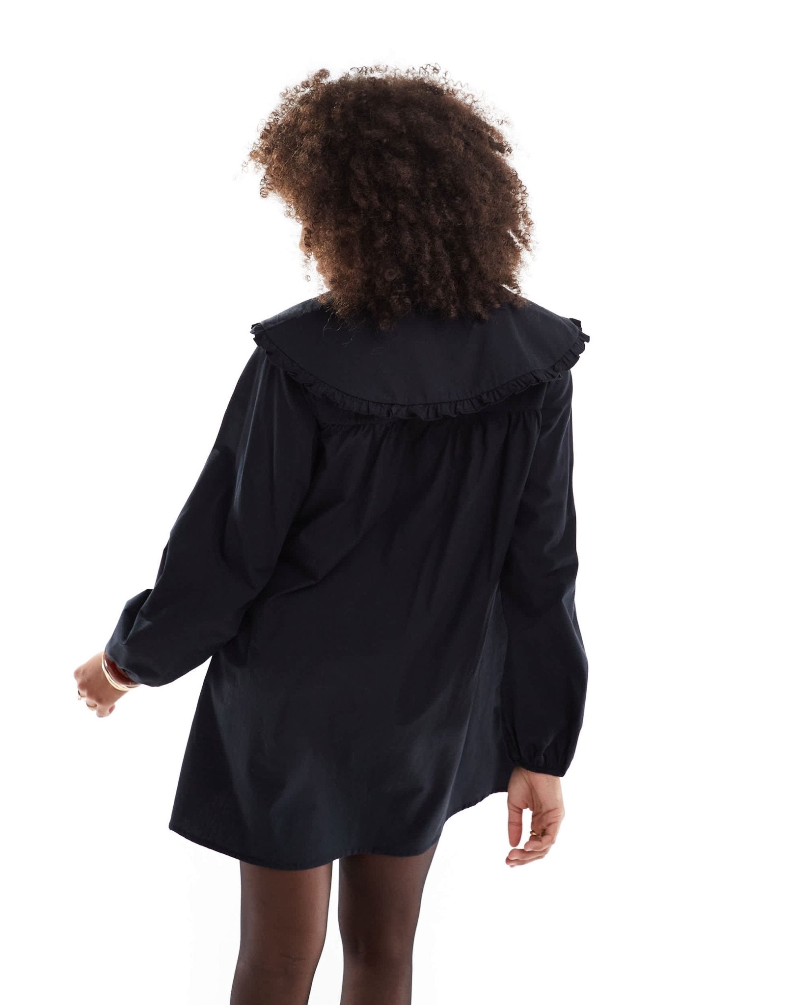 ASOS DESIGN poplin sailor collar mini dress in black - ASOS Sample Sale