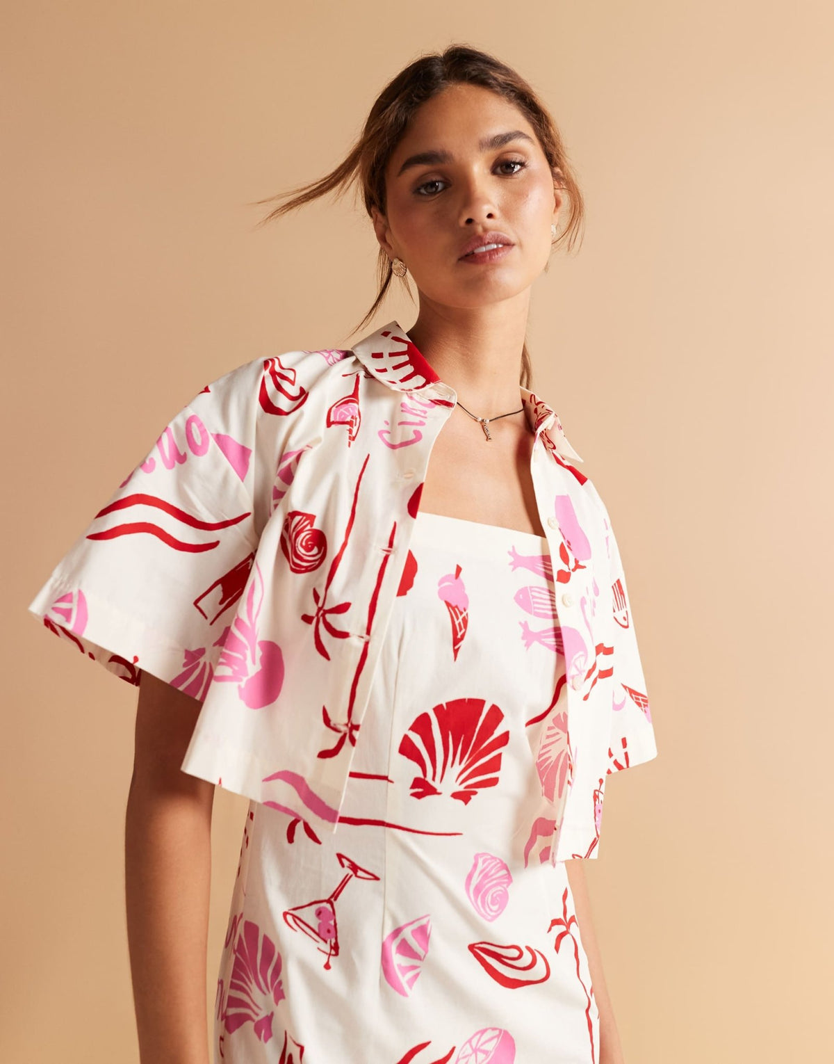 ASOS DESIGN poplin shirt co-ord in conversational print - ASOS Sample Sale