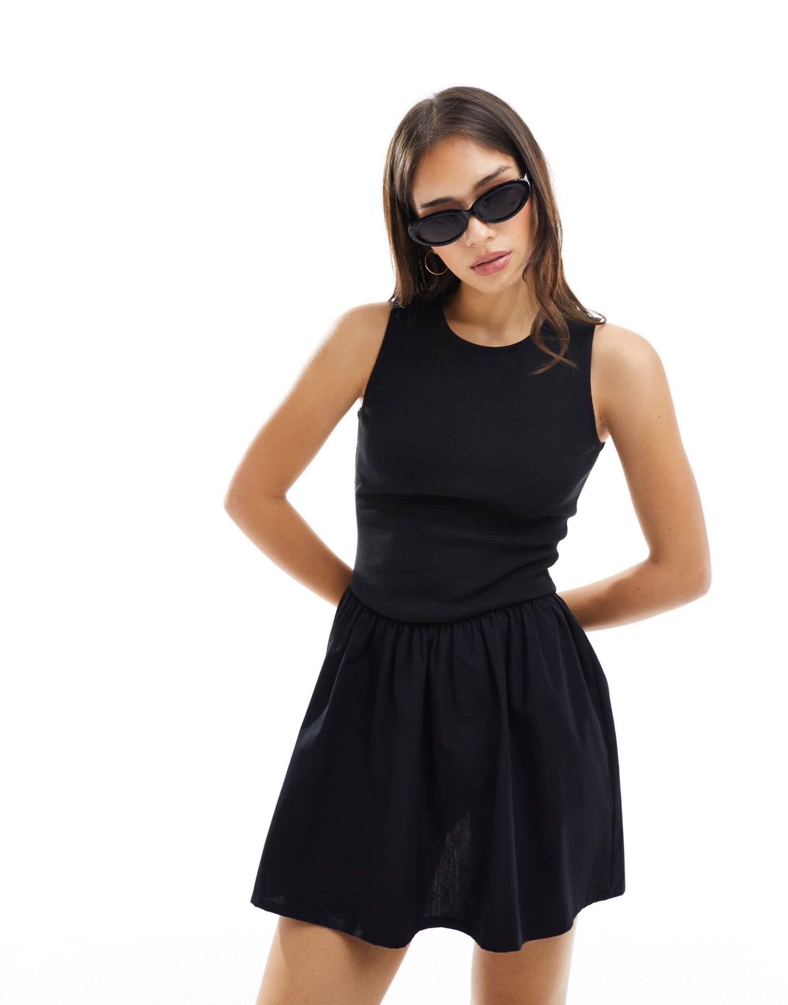 ASOS DESIGN poplin skirt mini dress in black - ASOS Sample Sale