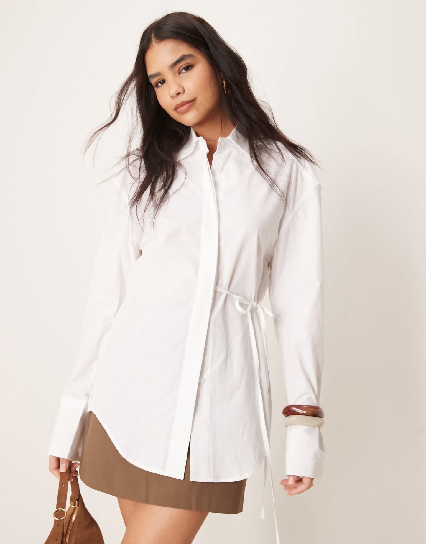ASOS DESIGN poplin tie side oversized shirt in white - ASOS Sample Sale