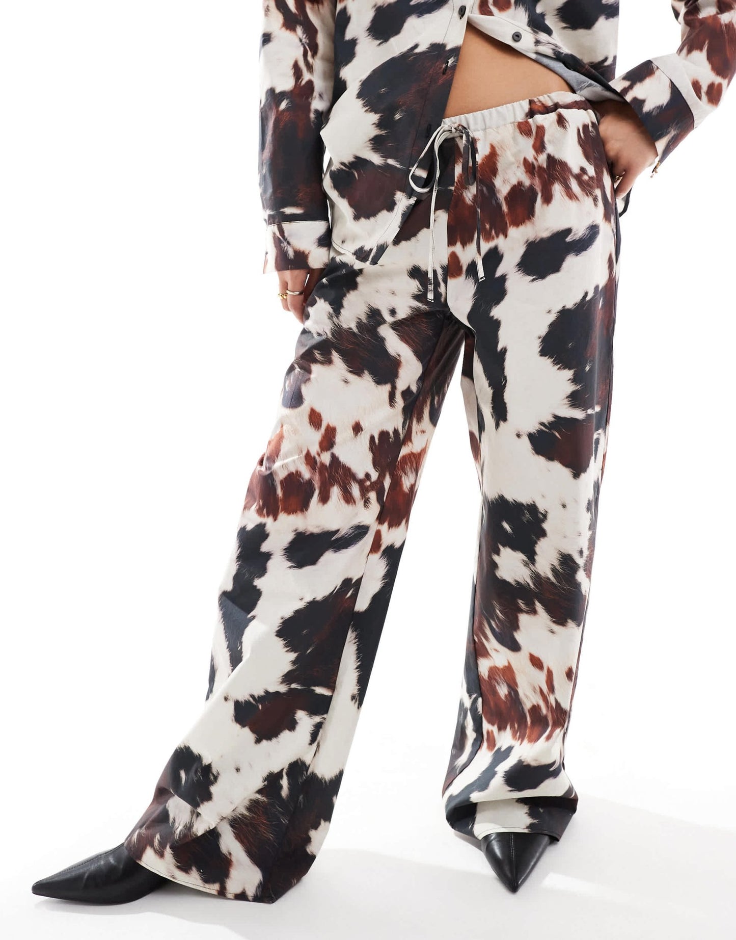 ASOS DESIGN poplin wide leg trouser in cow print - ASOS Sample Sale