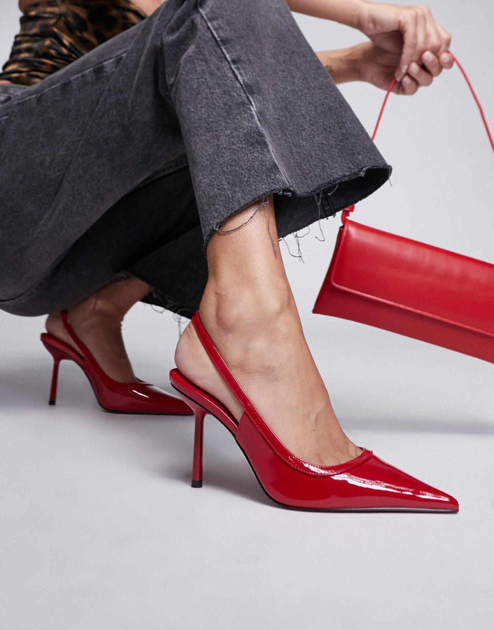 ASOS DESIGN Poser slingback high heeled shoes in red - ASOS Sample Sale