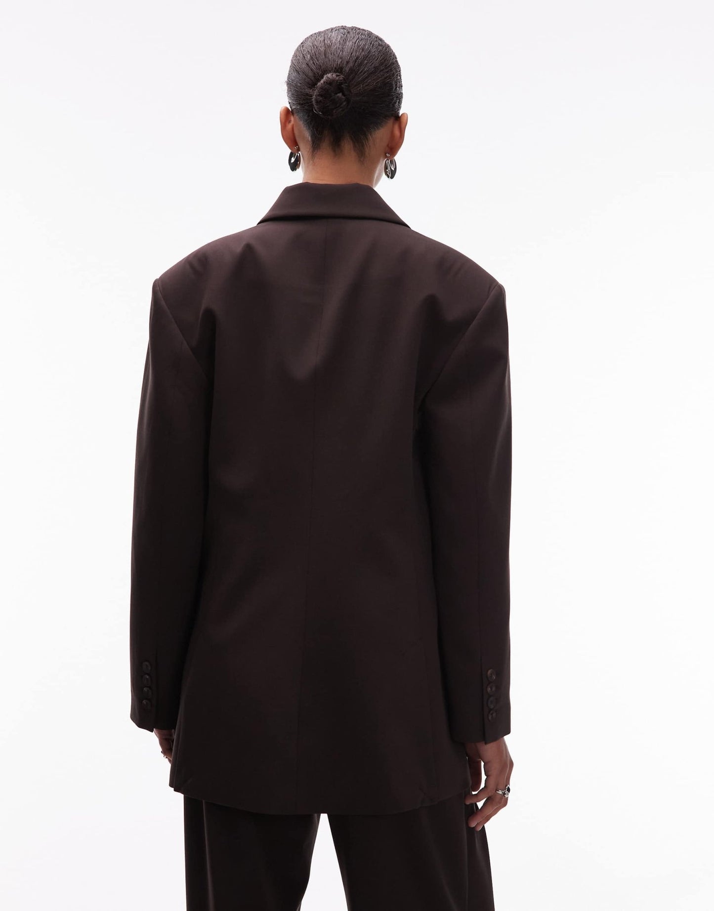 ASOS DESIGN power shoulder double breasted suit blazer in chocolate - ASOS Sample Sale