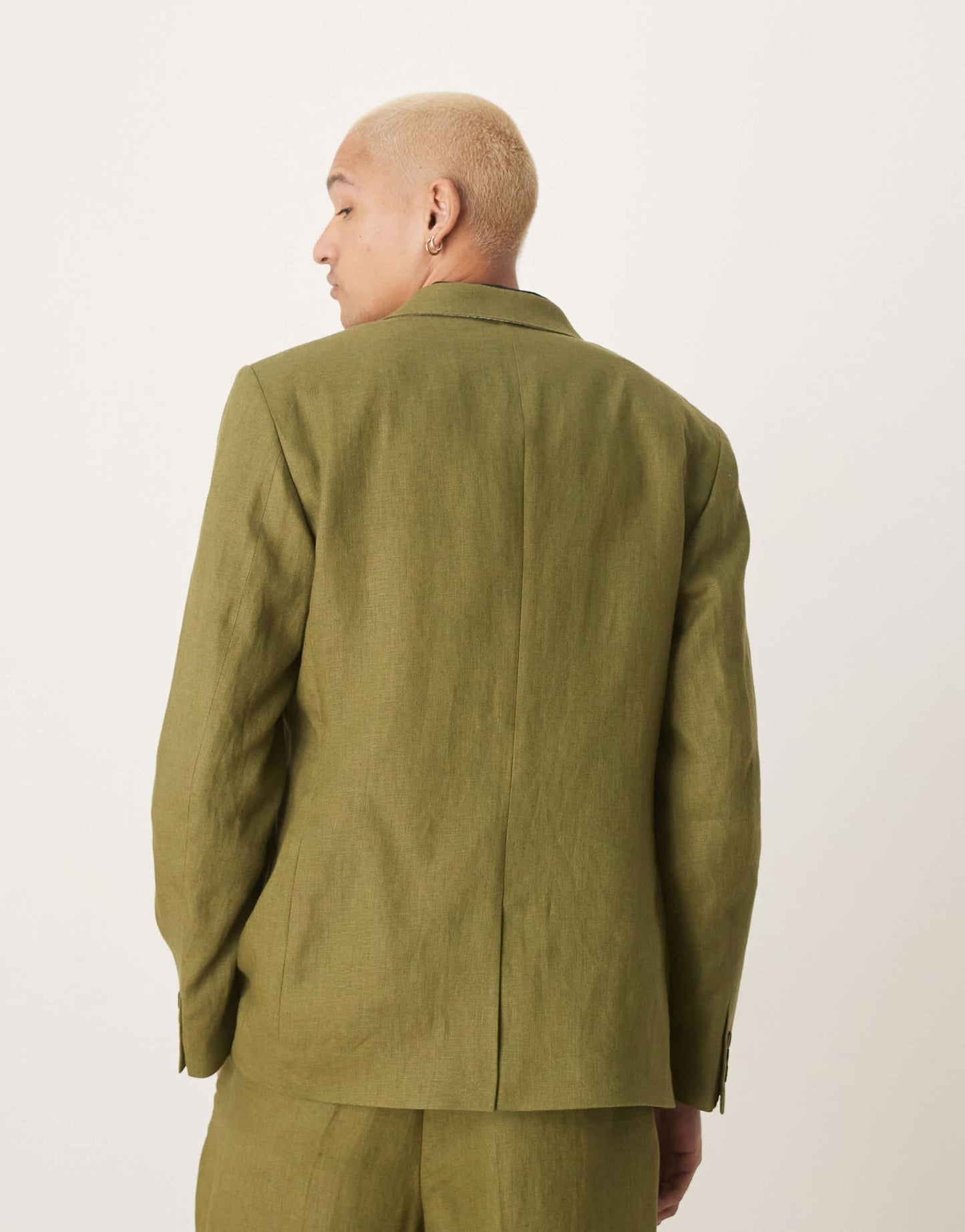ASOS DESIGN premium 100% linen slim suit jacket in green - ASOS Sample Sale