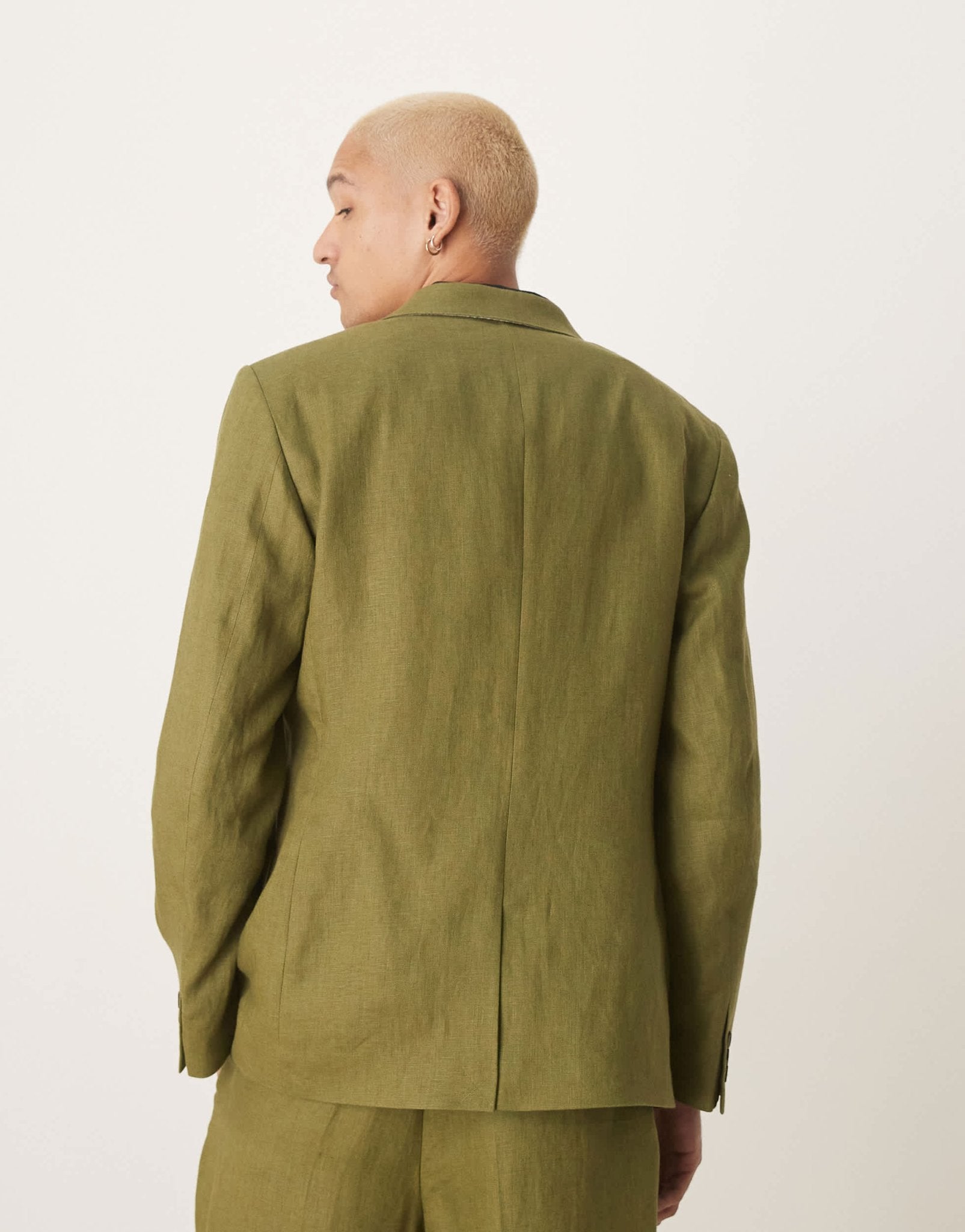 ASOS DESIGN premium 100% linen slim suit jacket in green - ASOS Sample Sale
