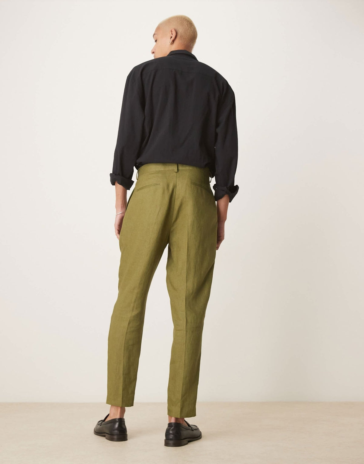 ASOS DESIGN premium 100% linen tapered suit trousers in green - ASOS Sample Sale