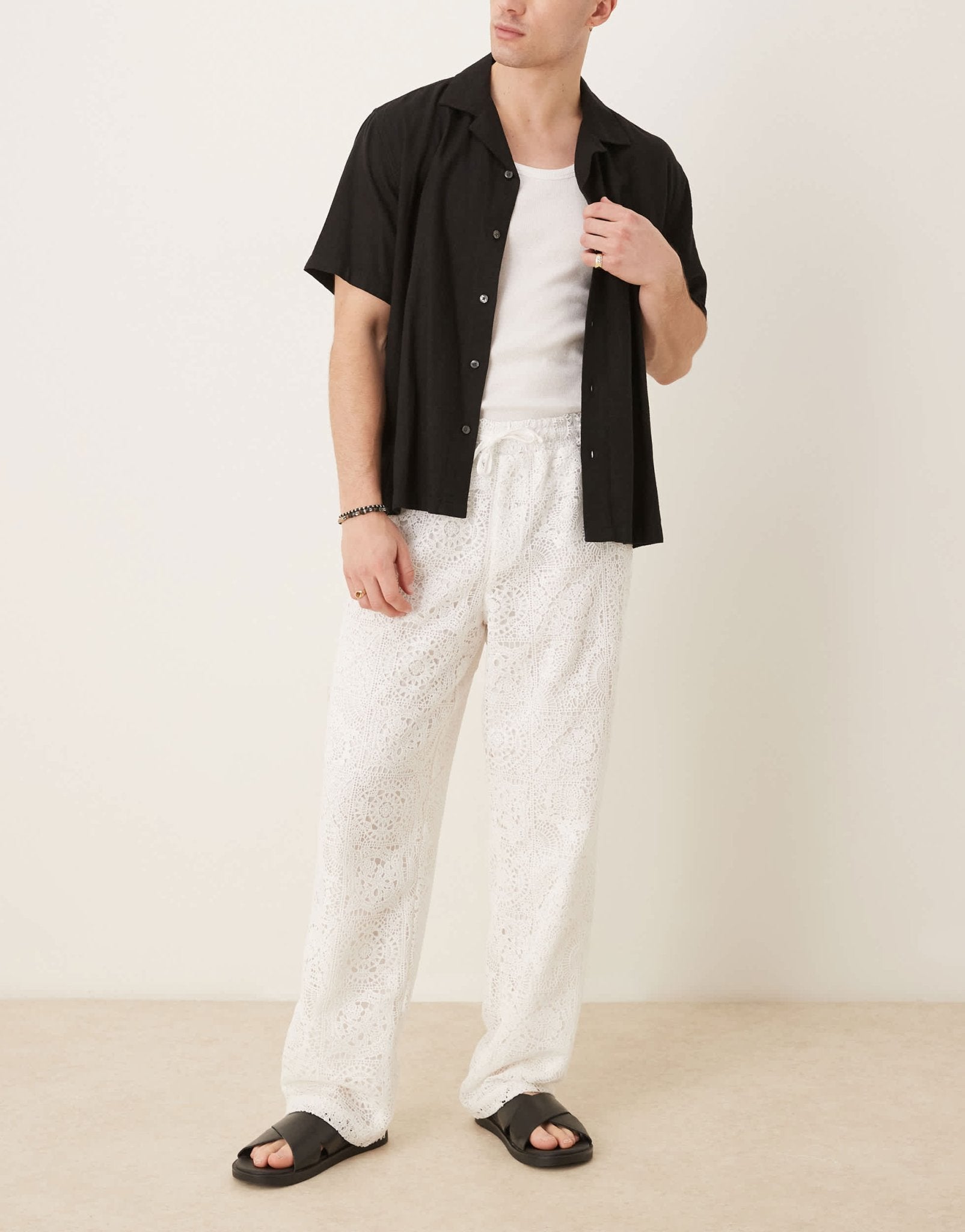 ASOS DESIGN premium baggy crochet trouser in white – ASOS Sample Sale