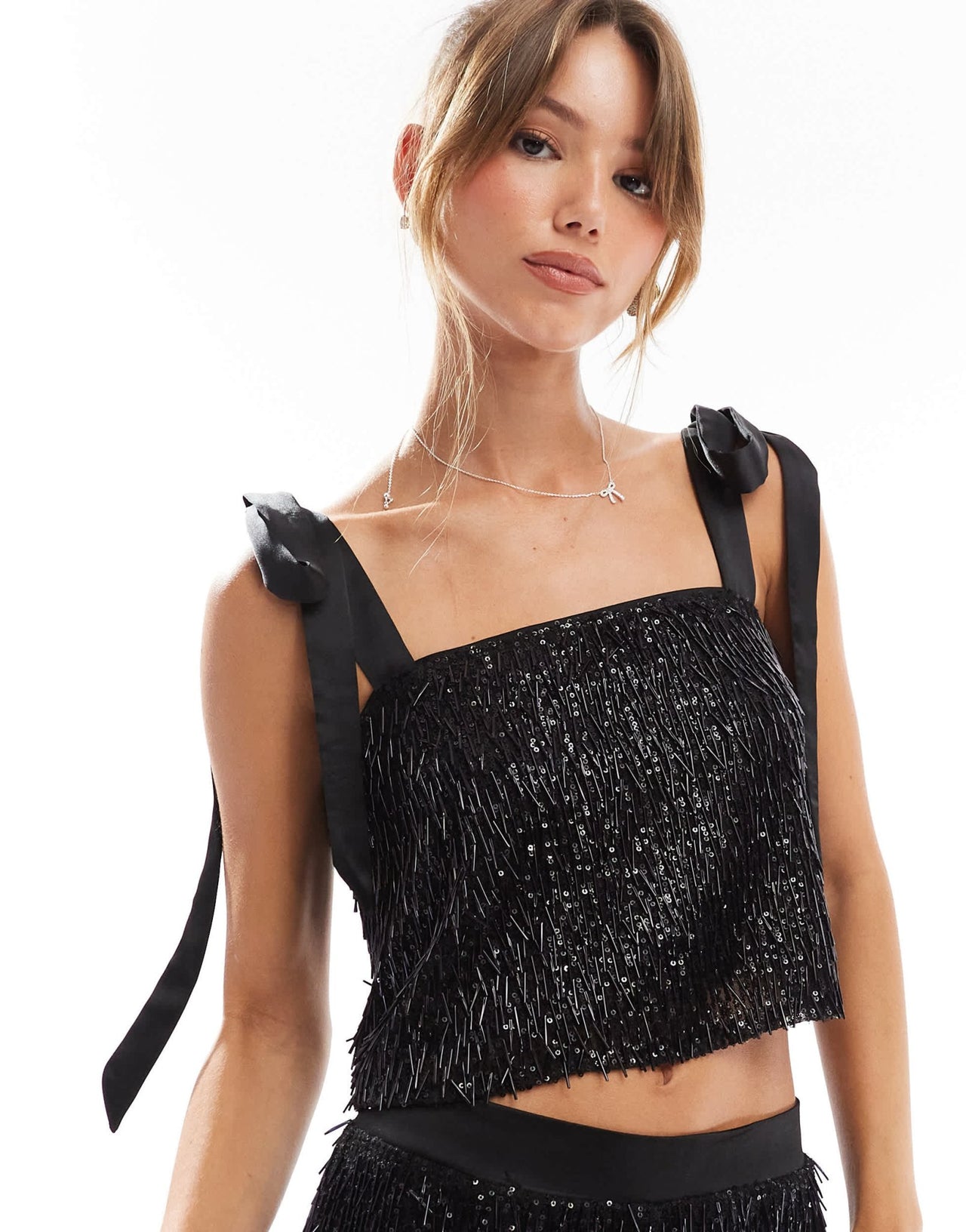 ASOS DESIGN premium beaded tailored top in black - ASOS Sample Sale