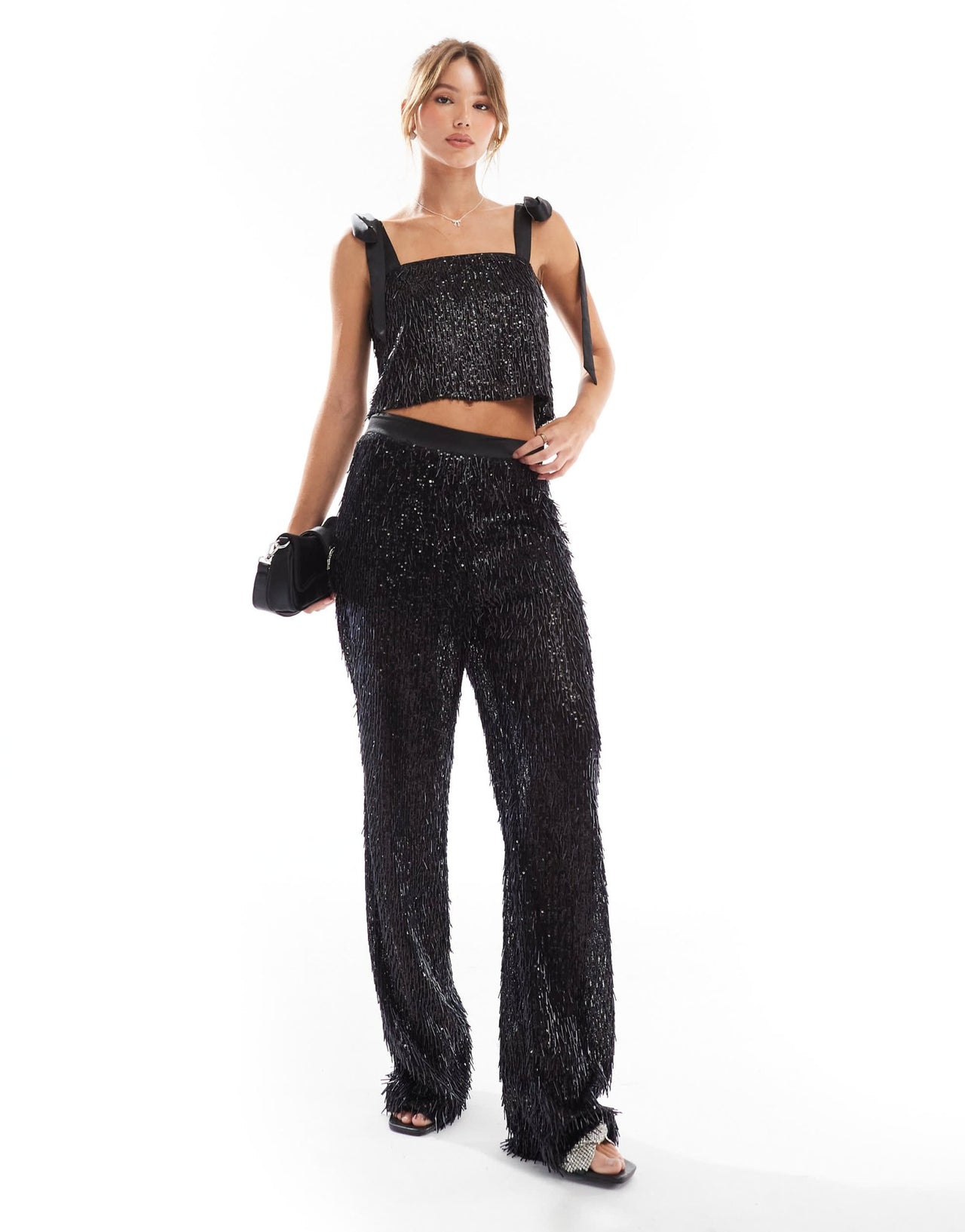 ASOS DESIGN premium beaded tailored top in black - ASOS Sample Sale