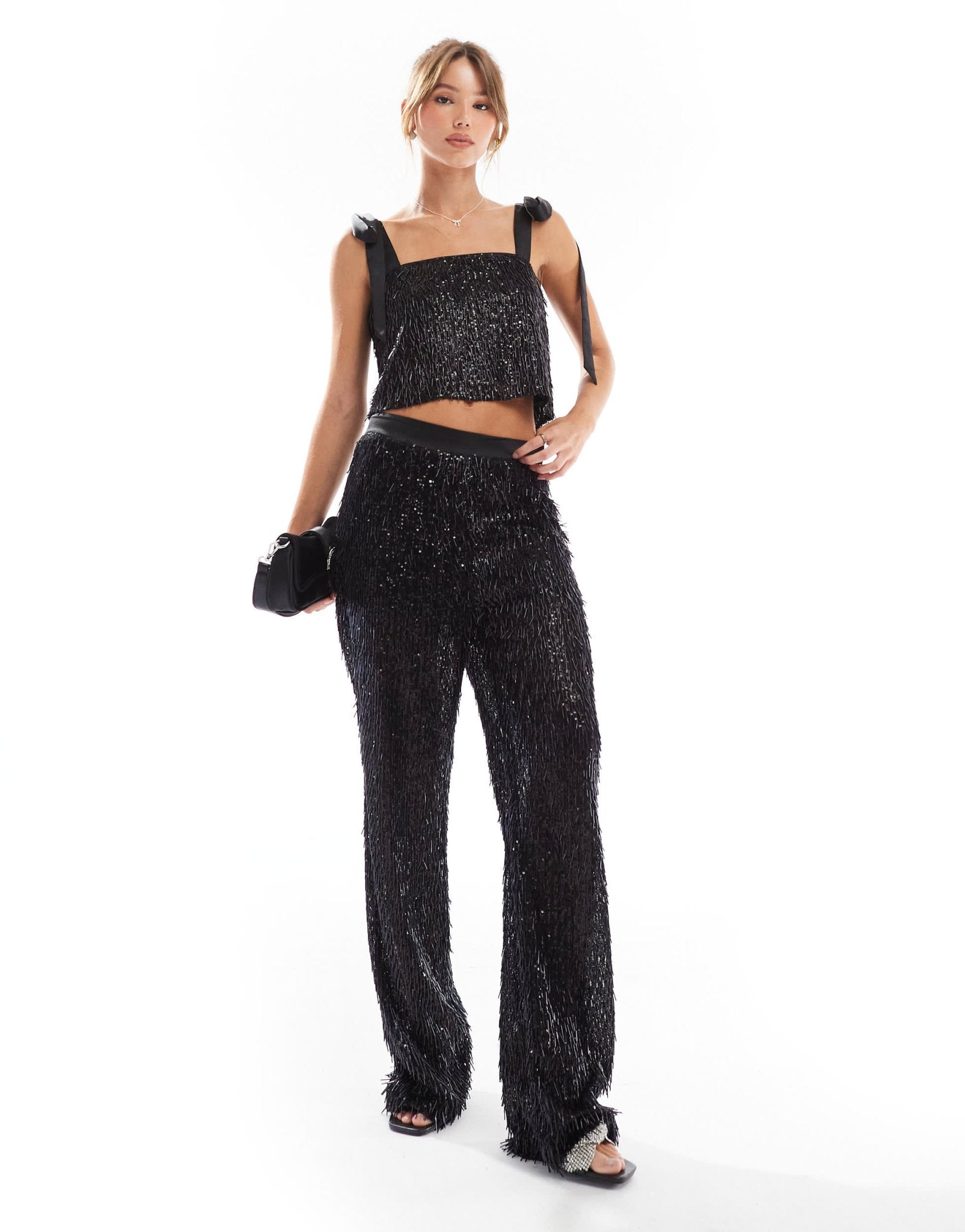 ASOS DESIGN premium beaded tailored top in black - ASOS Sample Sale