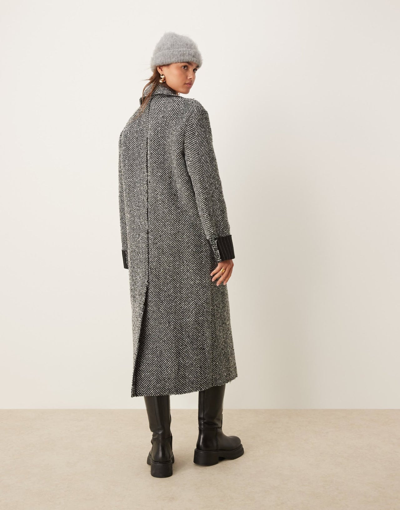 ASOS DESIGN premium bonded dad coat in herringbone - ASOS Sample Sale
