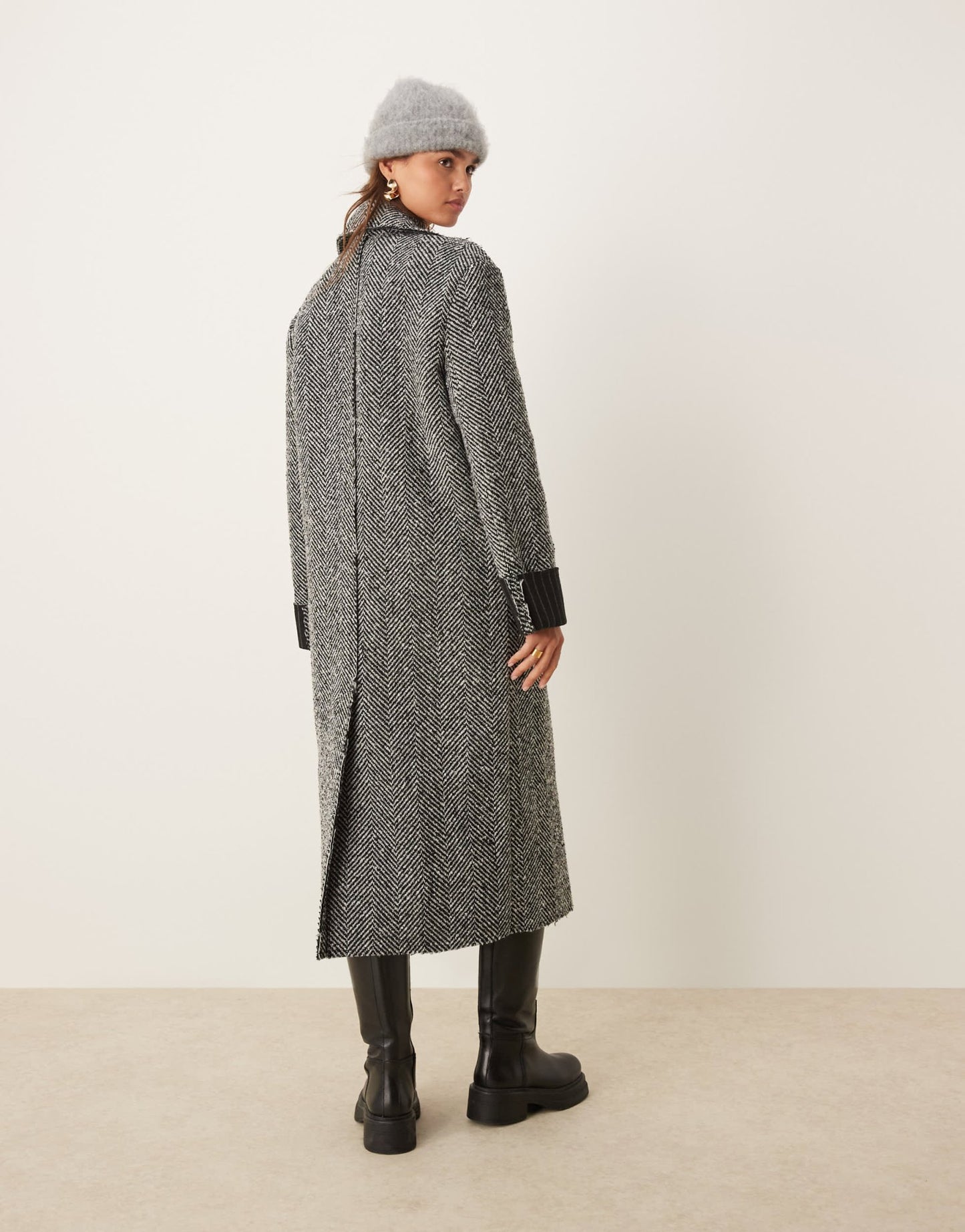 ASOS DESIGN premium bonded dad coat in herringbone - ASOS Sample Sale