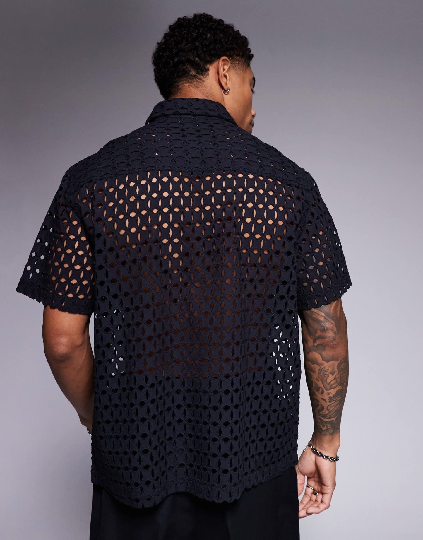 ASOS DESIGN premium boxy oversized broderie shirt in black - ASOS Sample Sale