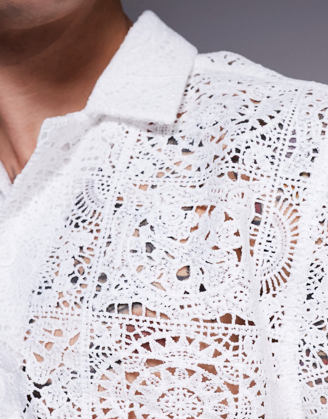 ASOS DESIGN premium boxy revere shirt in white lace - ASOS Sample Sale