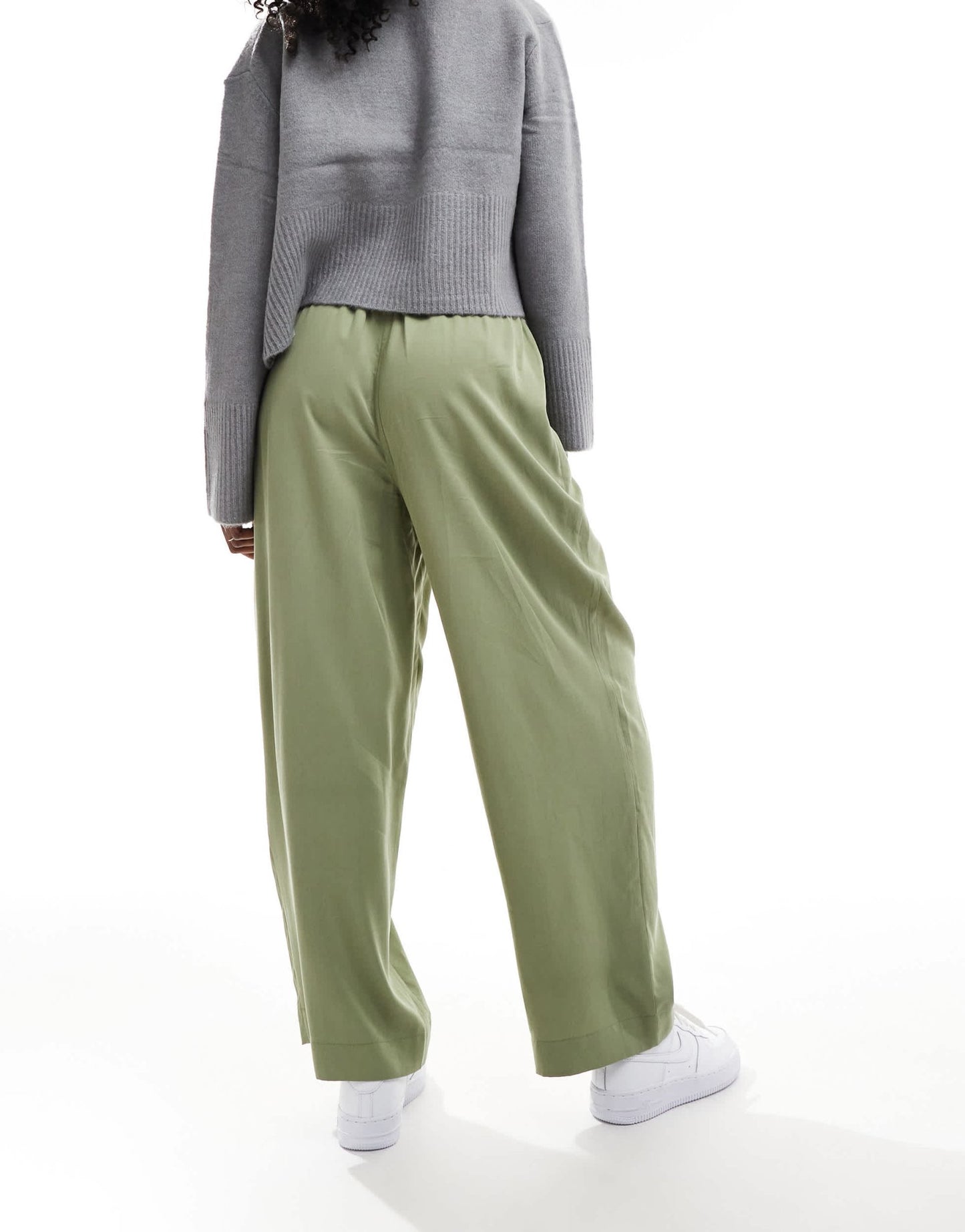 ASOS DESIGN premium casual pull on trousers with pleat detail in washed khaki - ASOS Sample Sale