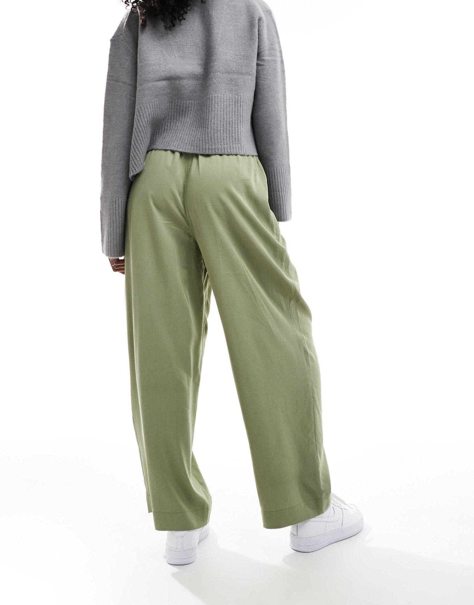 ASOS DESIGN premium casual pull on trousers with pleat detail in washed khaki - ASOS Sample Sale