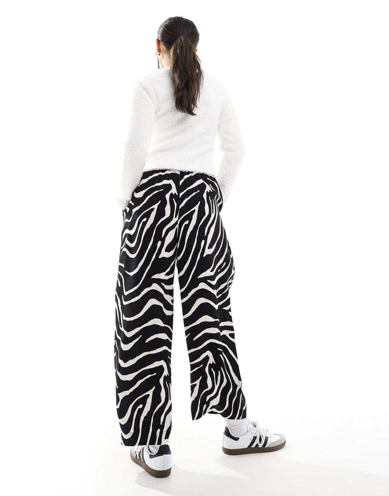 ASOS DESIGN premium casual pull on trousers with pleat detail in zebra print - ASOS Sample Sale