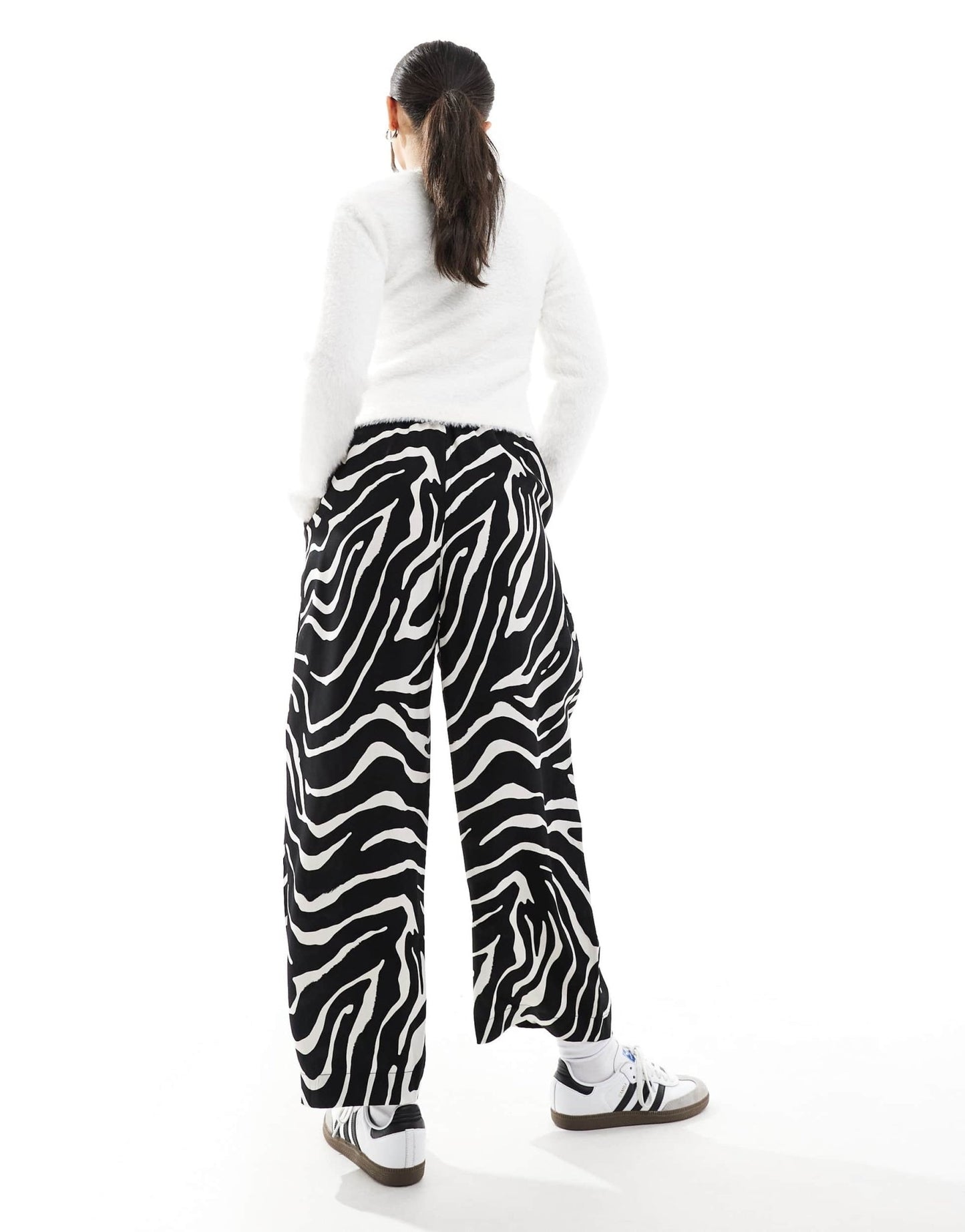 ASOS DESIGN premium casual pull on trousers with pleat detail in zebra print - ASOS Sample Sale