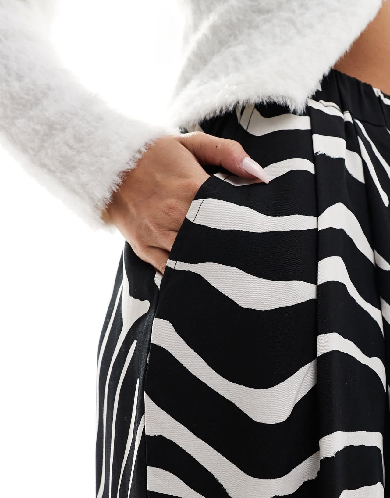 ASOS DESIGN premium casual pull on trousers with pleat detail in zebra print - ASOS Sample Sale
