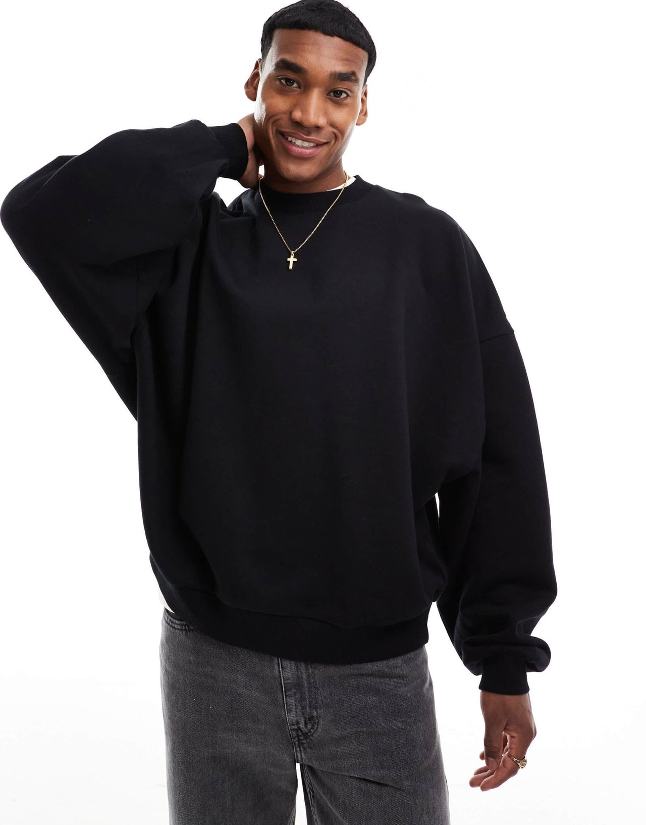 ASOS DESIGN premium heavyweight extreme oversized sweatshirt 400gsm in black - ASOS Sample Sale