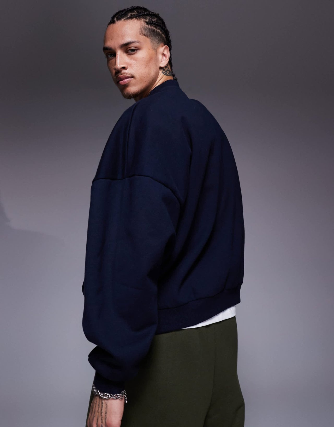 ASOS DESIGN premium heavyweight extreme oversized sweatshirt in 400gsm in navy - ASOS Sample Sale