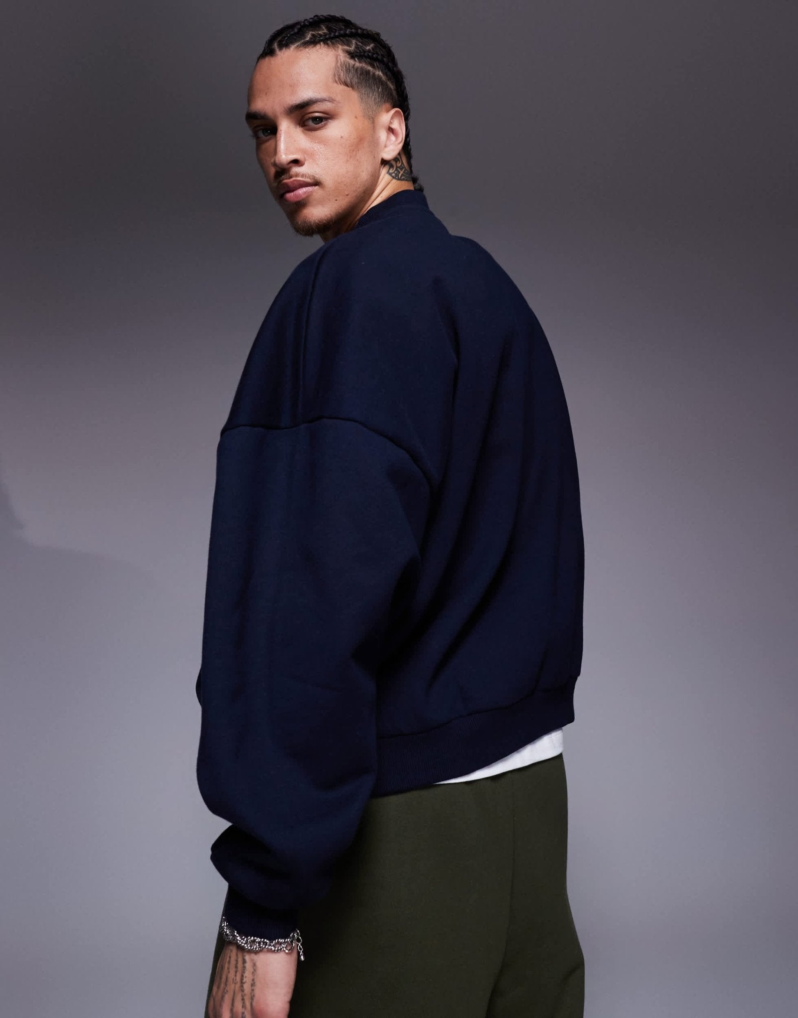 ASOS DESIGN premium heavyweight extreme oversized sweatshirt in 400gsm in navy - ASOS Sample Sale
