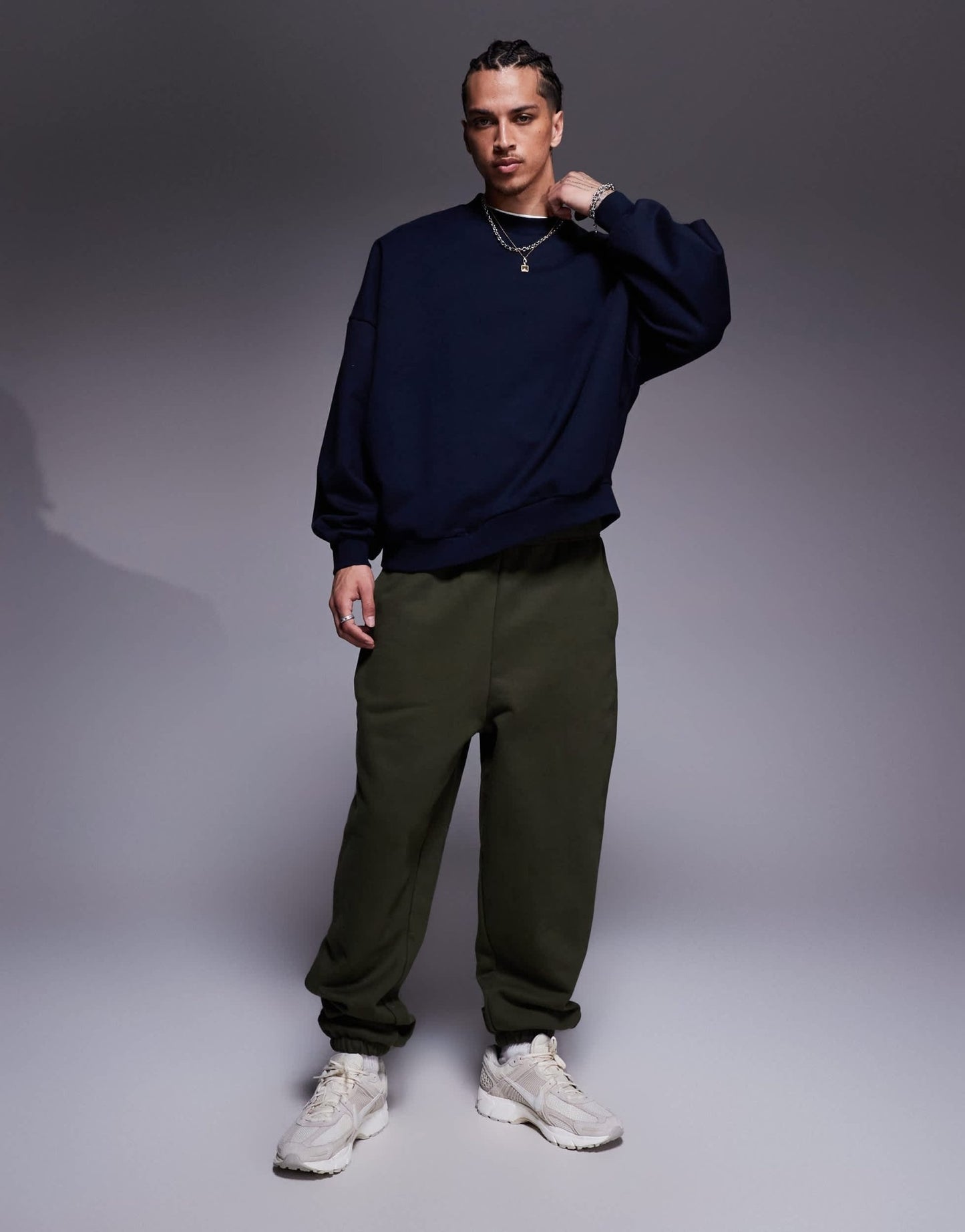 ASOS DESIGN premium heavyweight extreme oversized sweatshirt in 400gsm in navy - ASOS Sample Sale