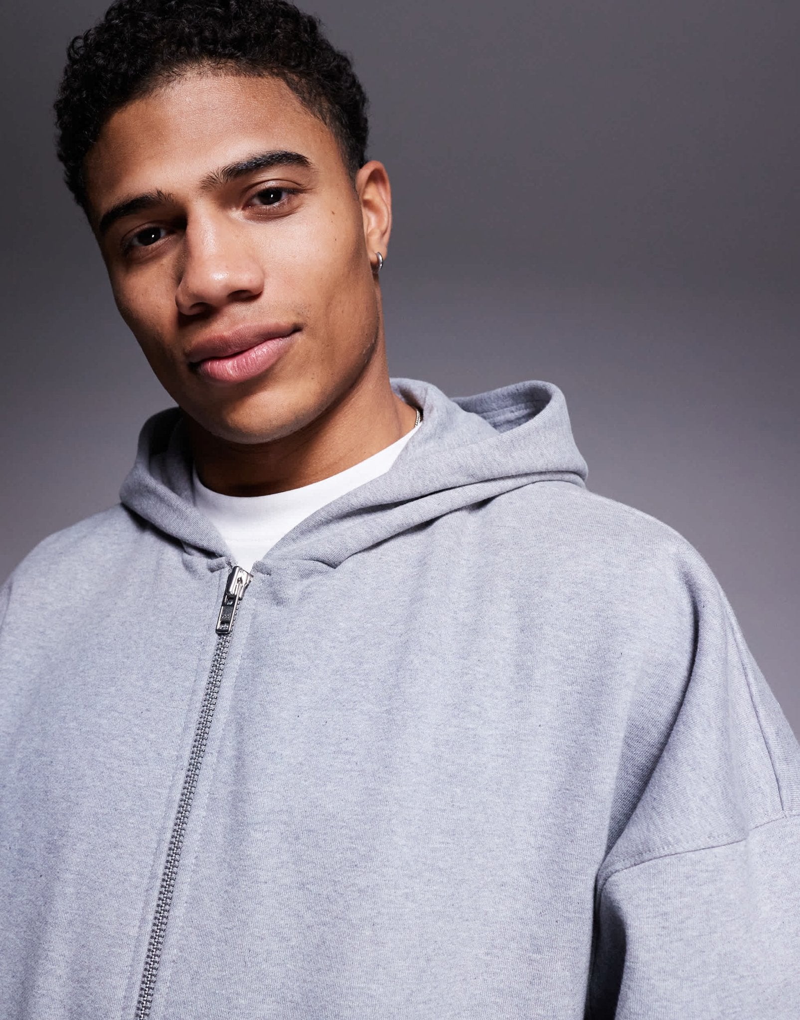 ASOS DESIGN premium heavyweight extreme oversized zip through hoodie with fixed hem in 400gsm grey marl - GREY - ASOS Sample Sale