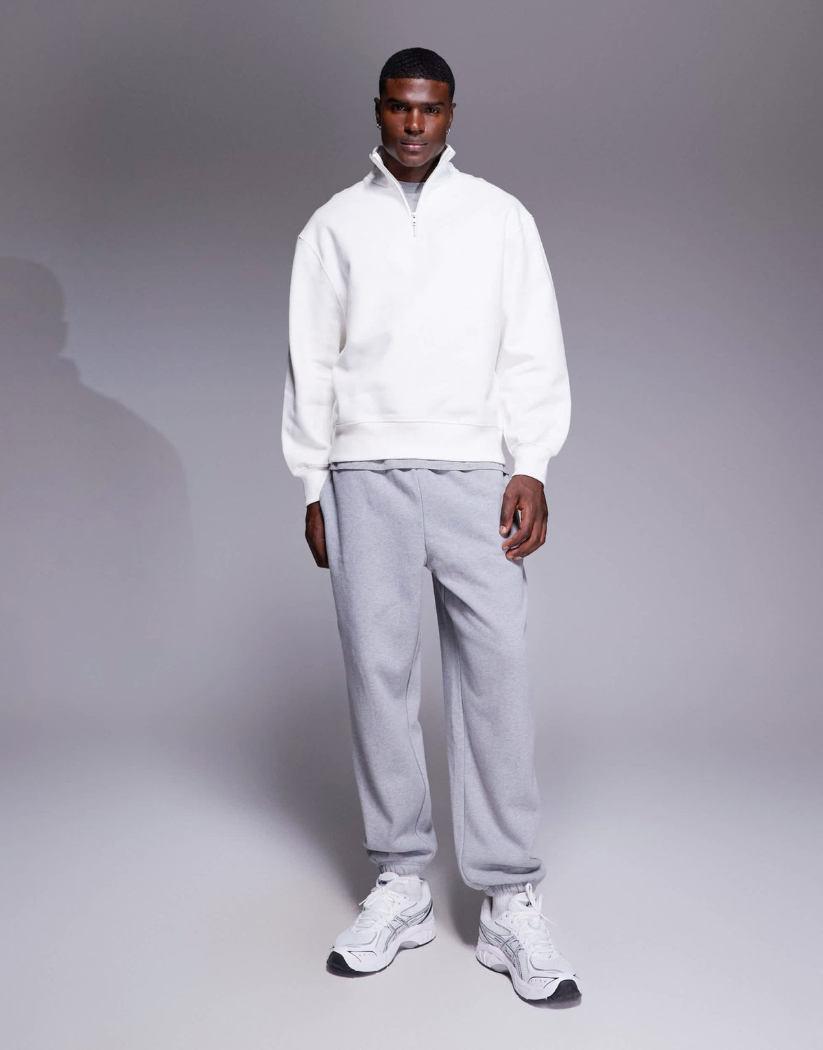 ASOS DESIGN premium heavyweight oversized quarter zip 400gsm in off white - ASOS Sample Sale