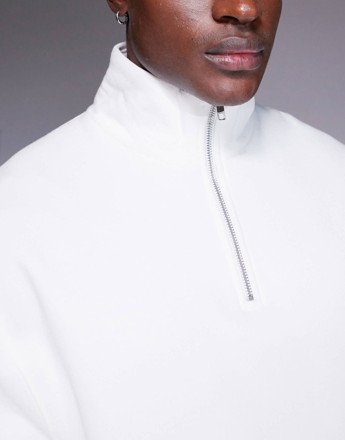 ASOS DESIGN premium heavyweight oversized quarter zip 400gsm in off white - ASOS Sample Sale