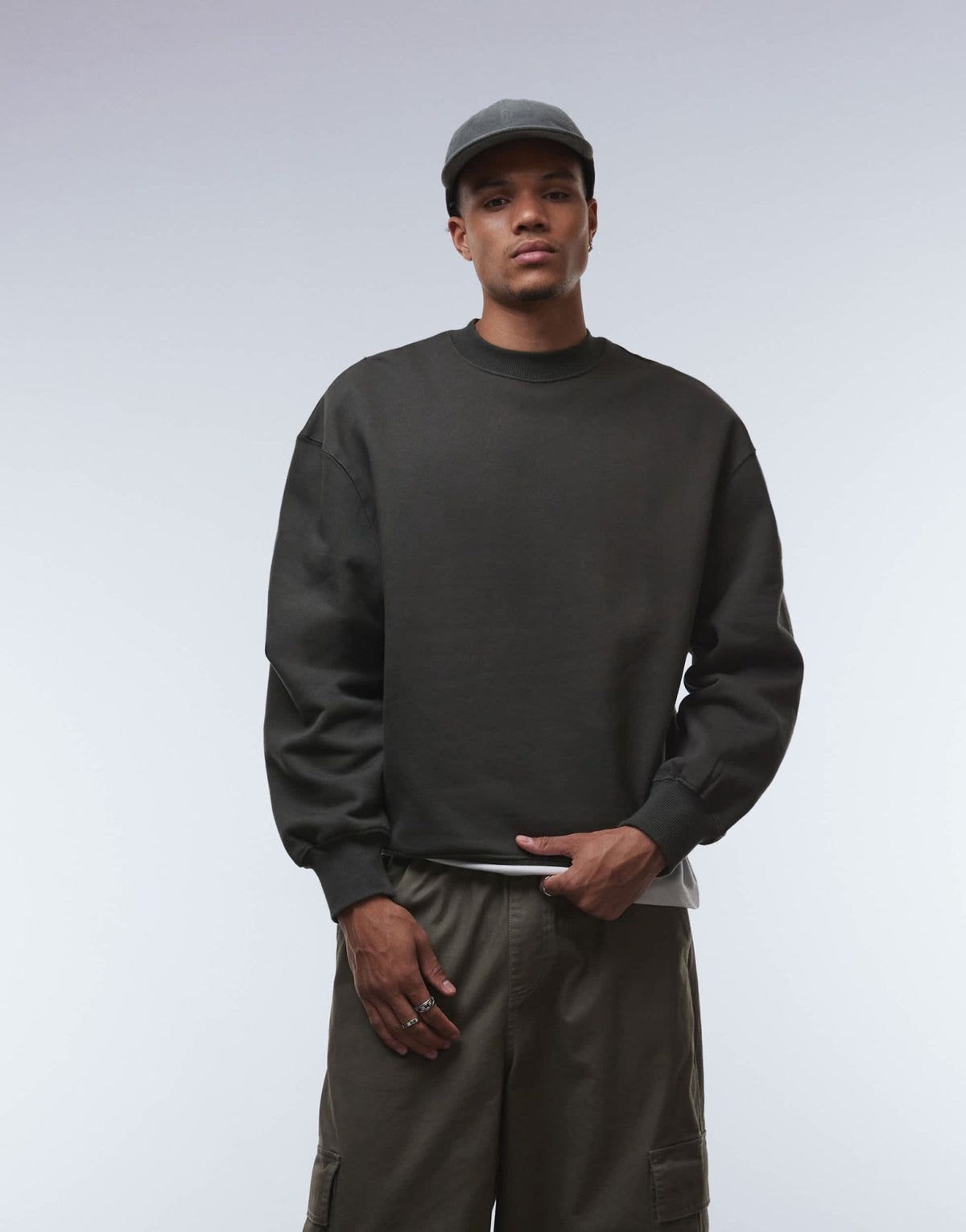 ASOS DESIGN premium heavyweight oversized sweatshirt in 400 gsm khaki - KHAKI - ASOS Sample Sale