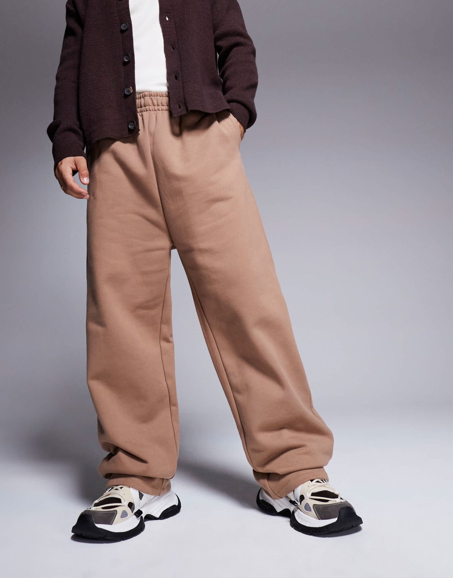 ASOS DESIGN premium heavyweight wide leg joggers 400gsm in light brown - ASOS Sample Sale