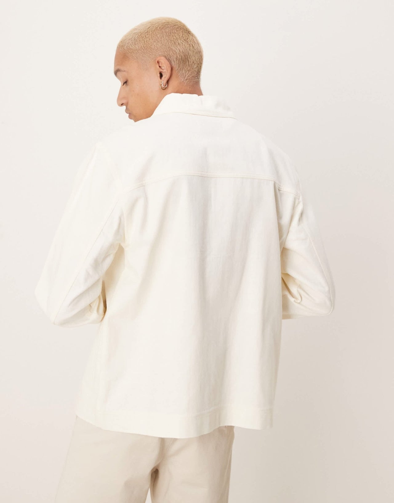 ASOS DESIGN Premium linen blend worker jacket in white - ASOS Sample Sale
