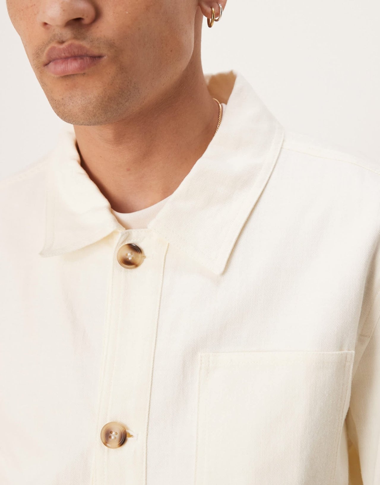 ASOS DESIGN Premium linen blend worker jacket in white - ASOS Sample Sale