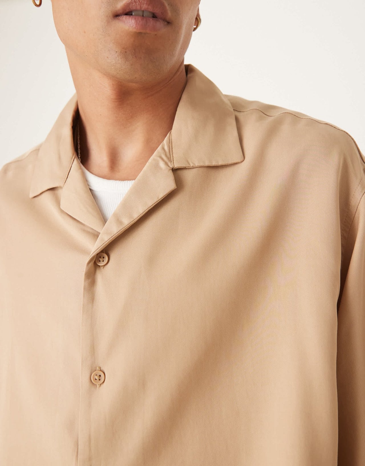 ASOS DESIGN premium oversized revere boxy shirt in beige - ASOS Sample Sale