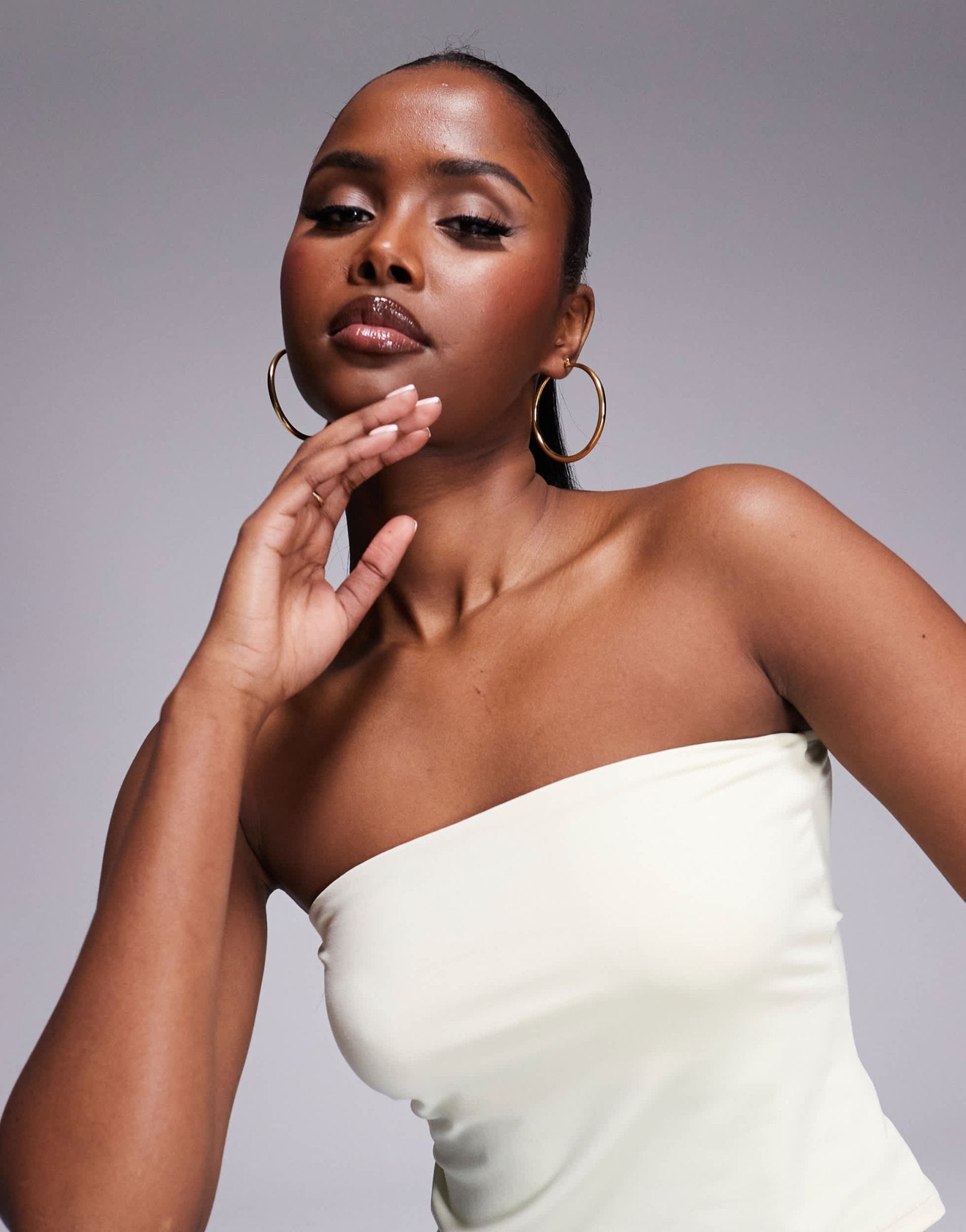 ASOS DESIGN premium polyamide slinky bandeau top in yellow - ASOS Sample Sale