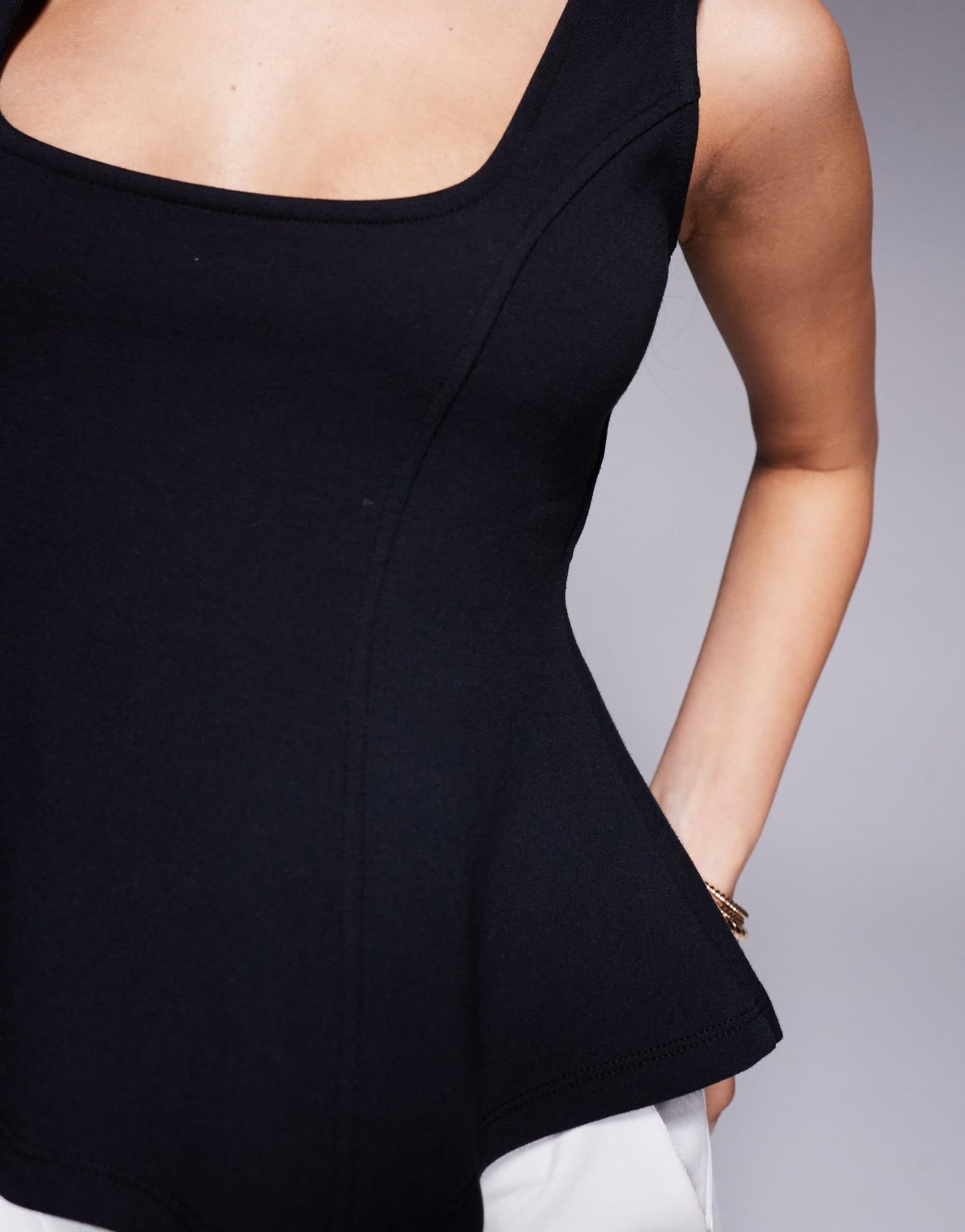 ASOS DESIGN premium ponte cinched waist corset top in black - ASOS Sample Sale