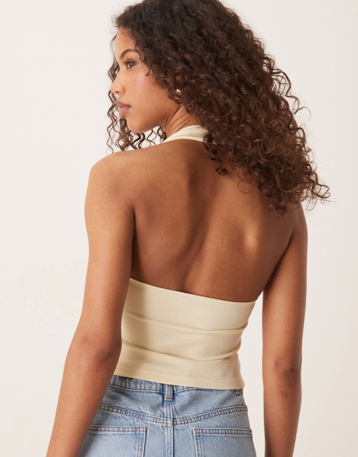 ASOS DESIGN Premium ponte halter neck top in buttermilk yellow - ASOS Sample Sale