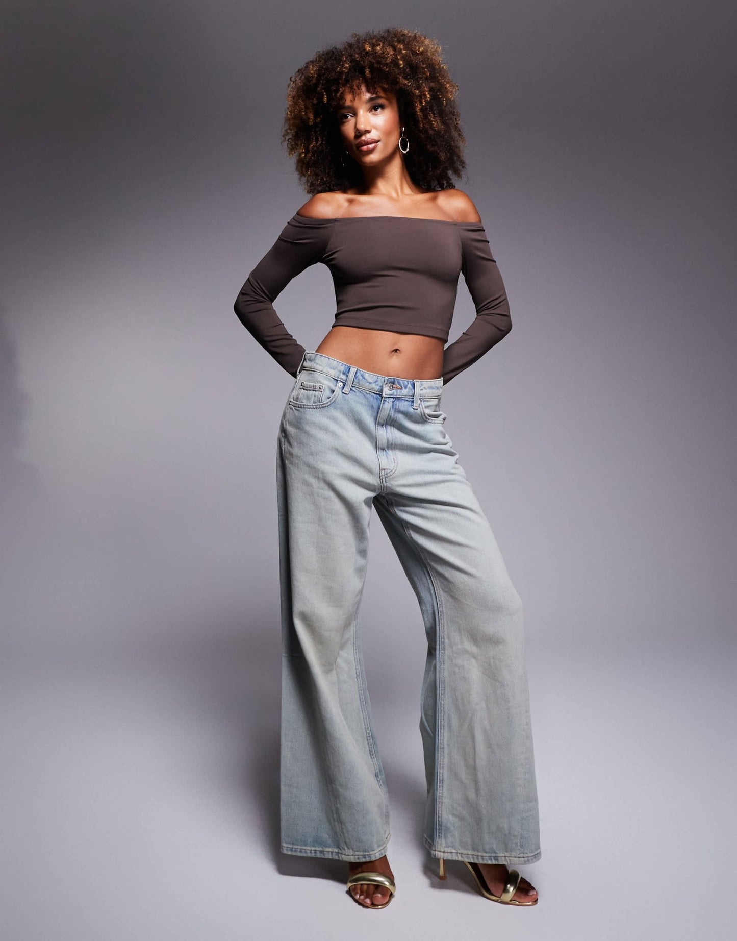 ASOS DESIGN Premium sculpting bardot top in chocolate - ASOS Sample Sale