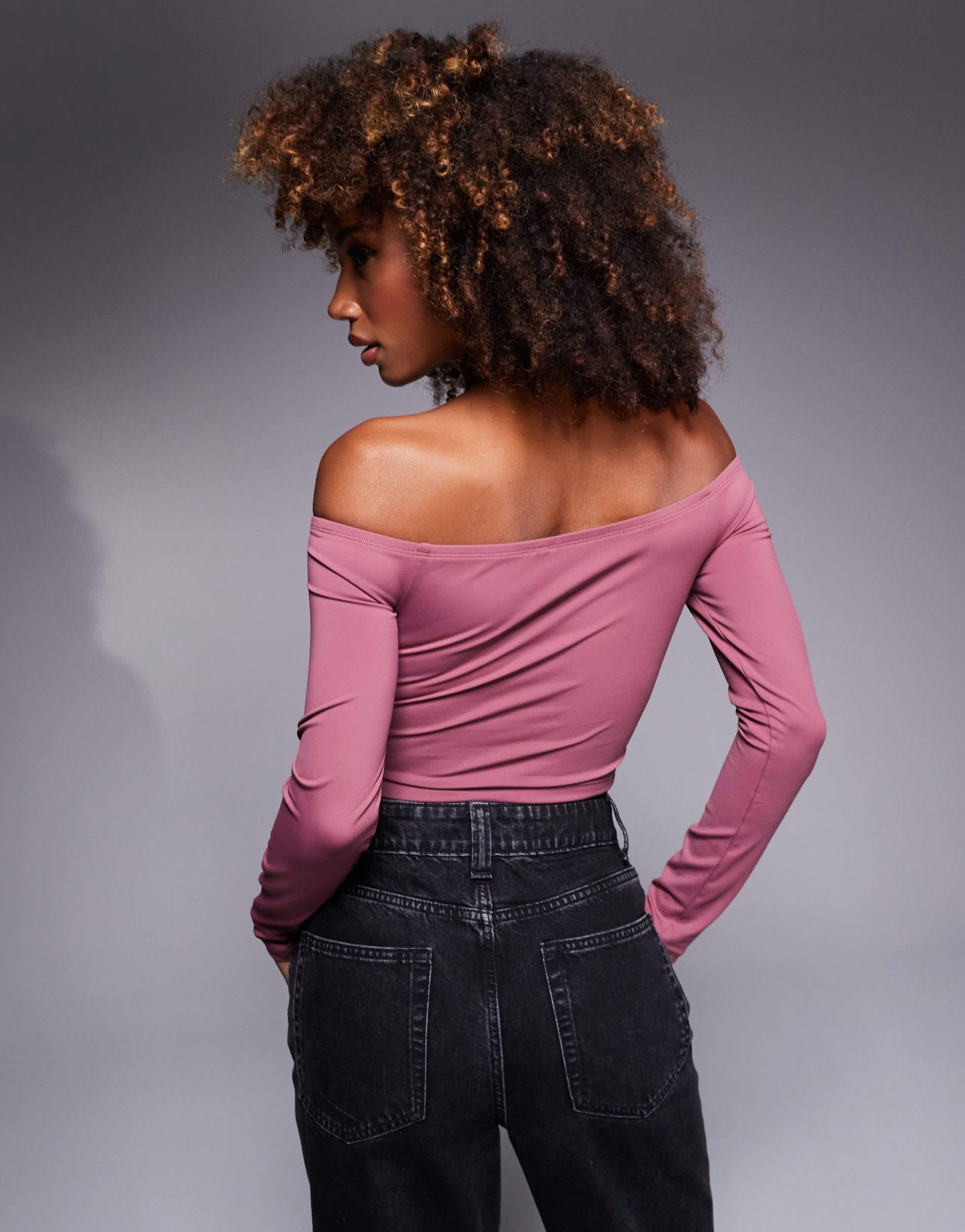 ASOS DESIGN Premium sculpting bardot top in mauve - ASOS Sample Sale