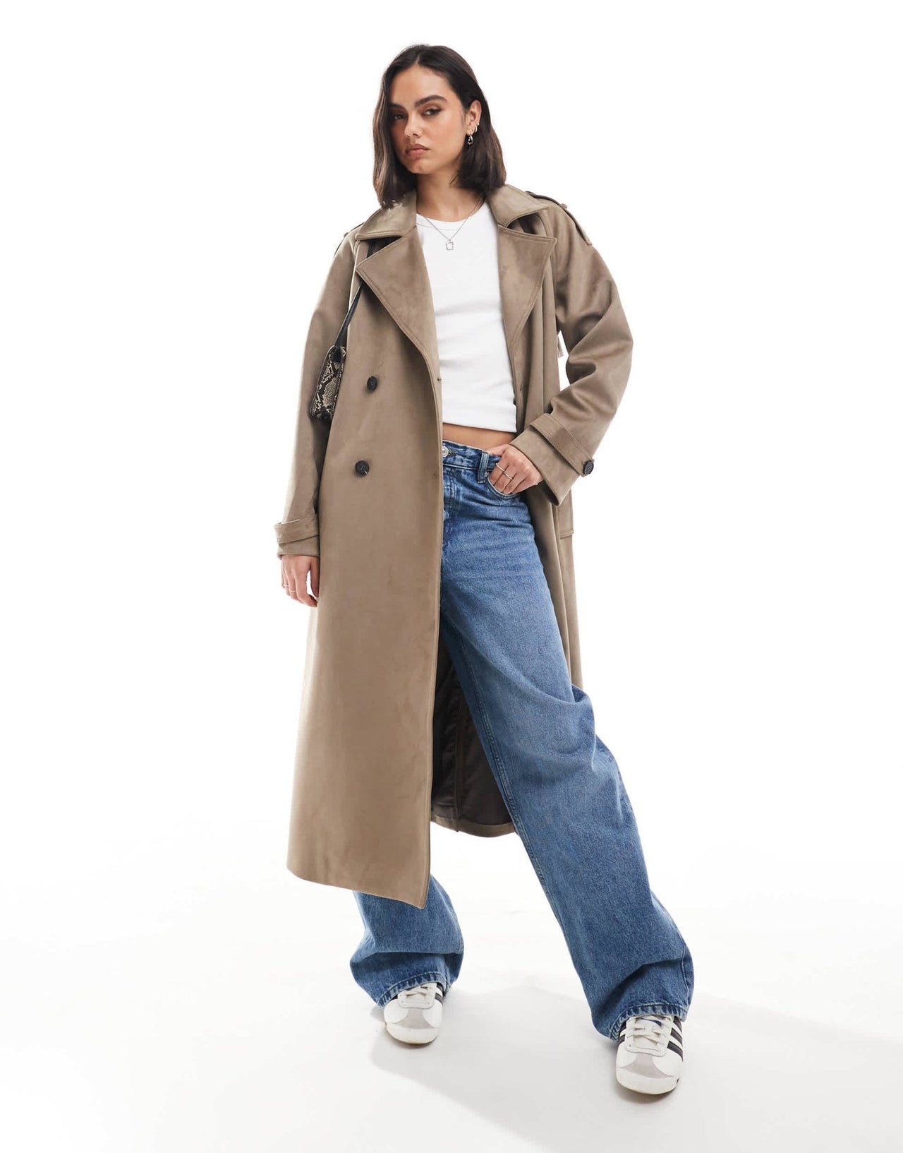 ASOS DESIGN premium suedette trench coat in beige - ASOS Sample Sale