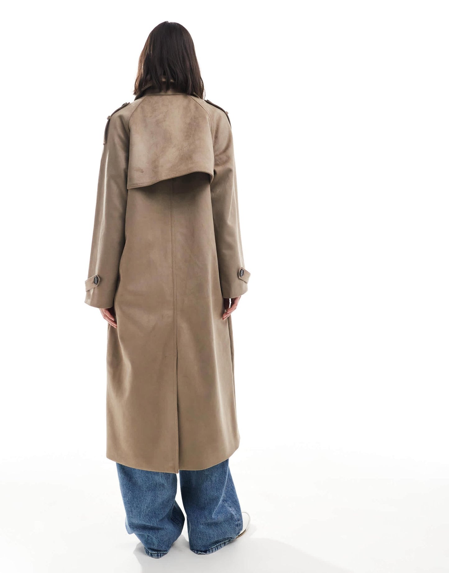 ASOS DESIGN premium suedette trench coat in beige - ASOS Sample Sale