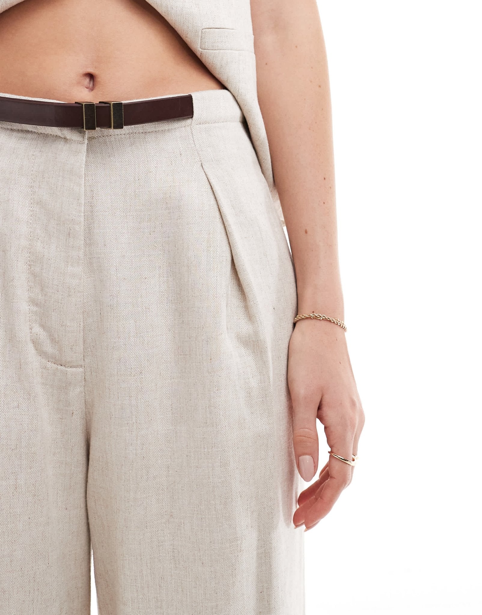 ASOS DESIGN premium trouser with linen in natural - ASOS Sample Sale