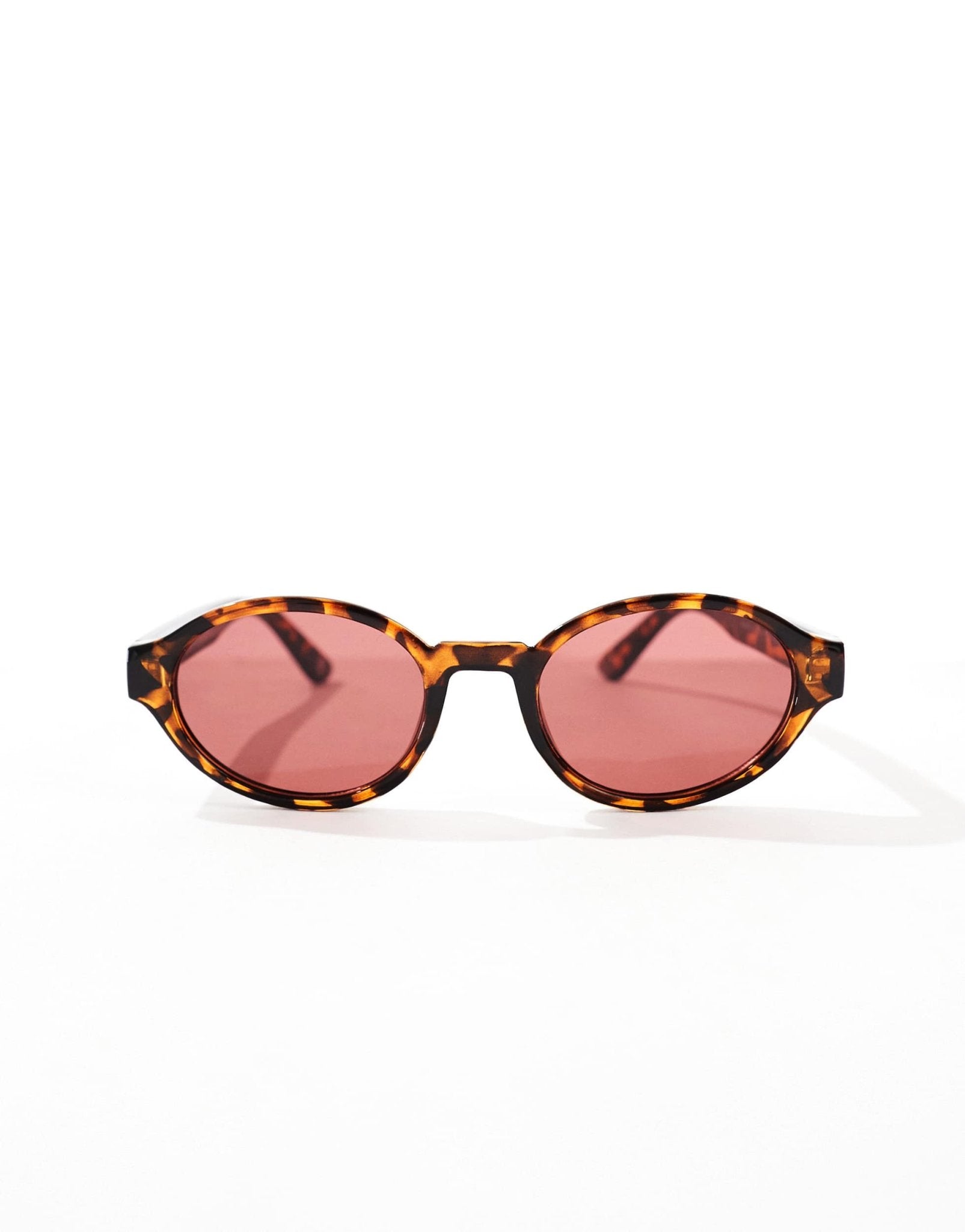 ASOS DESIGN preppy oval in tort with burgundy lens - ASOS Sample Sale